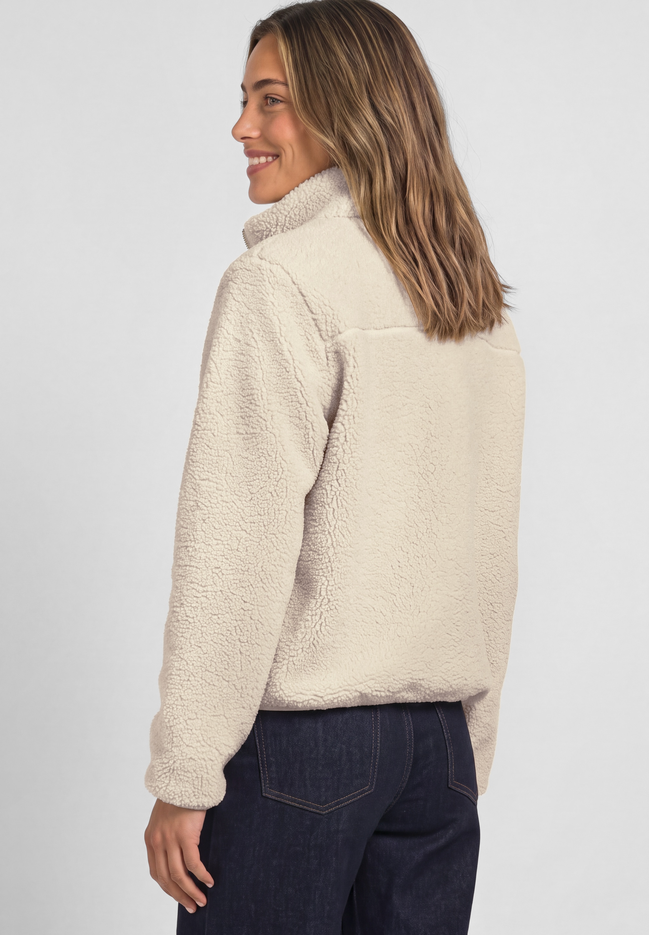 STREET ONE Fellimitatjacke ohne Kapuze mit Stehkragen