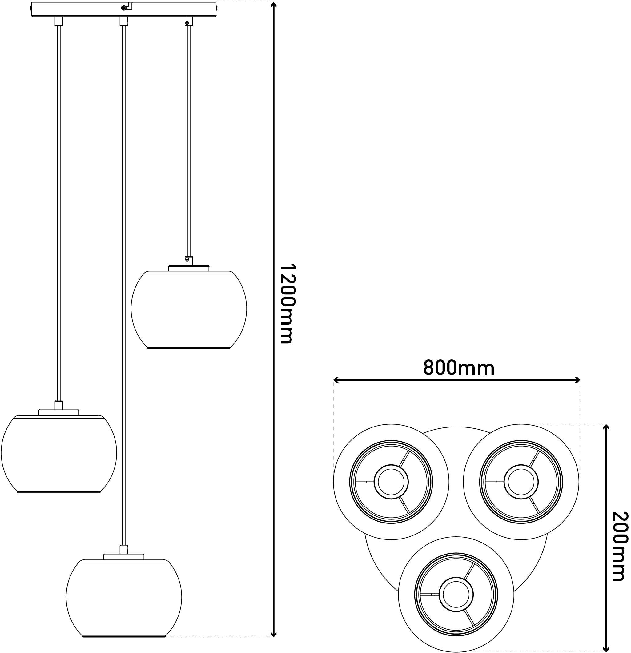 OTTO home Pendelleuchte »Tanissa« E27 1 Stk. 3 versetzt lange Pendel mit je 1x Rauchglasschirm und je 1x E27 exkl.