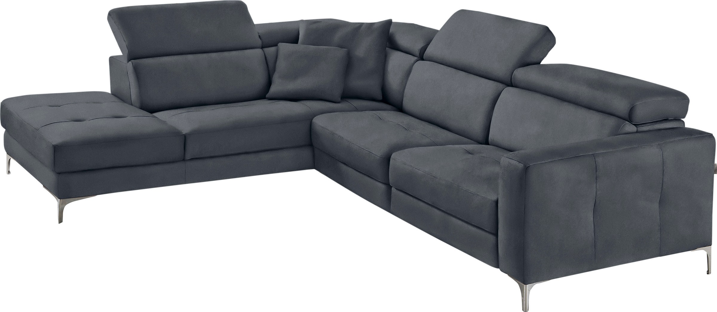 Egoitaliano Ecksofa "Matt, hoher Sitzkomfort und aufwendige Detailverarbeitung, L-Form" mit Ottomane, inkl. verstellbarer Kopfteile zum Relaxen
