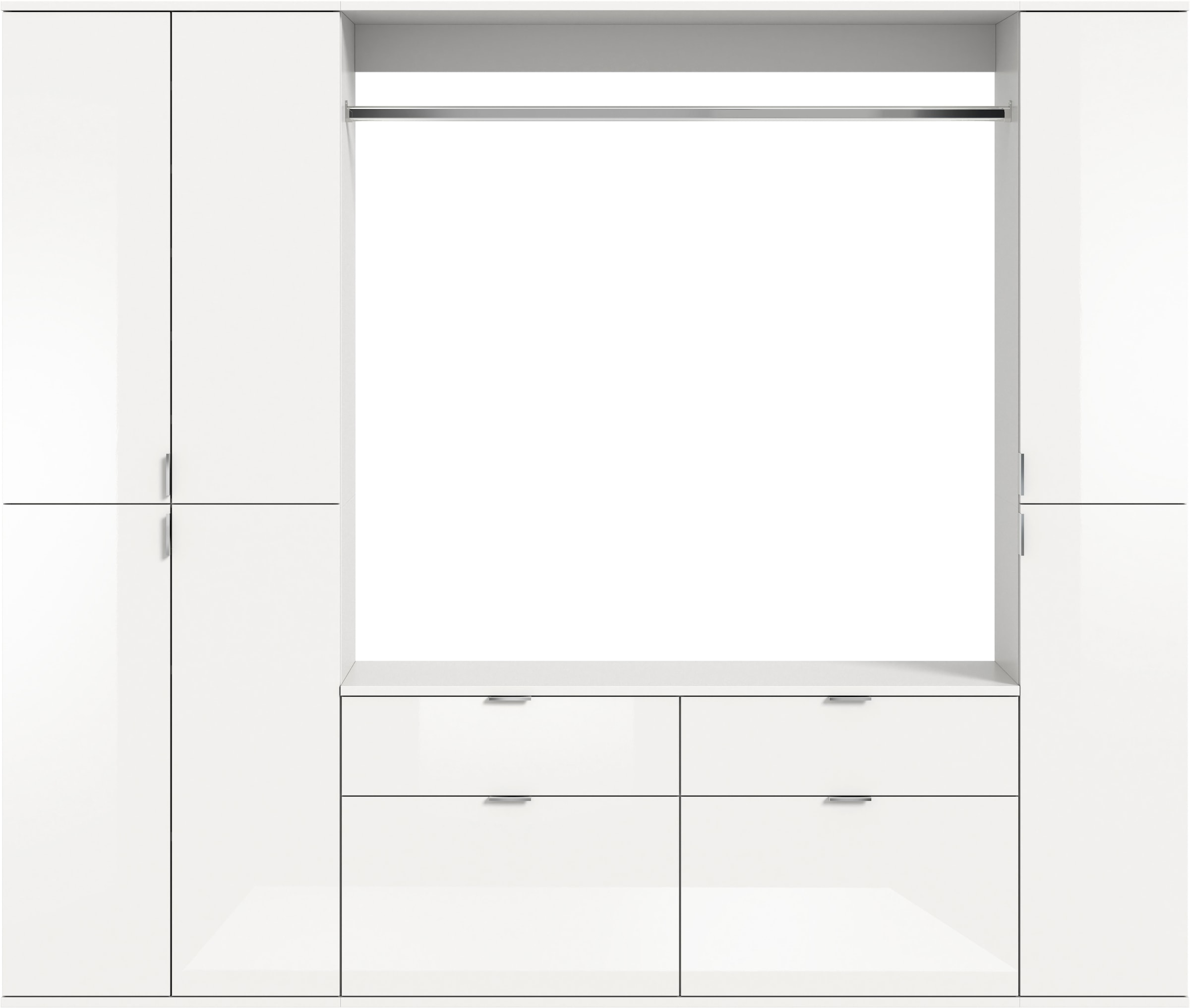 INOSIGN Garderoben-Set »Trondheim, Breite 212 cm, 5-teilig, bestehend aus:«, (Set, 4 St.), 2x Garderobenschrank, 1 Kommode, 1 Garderobenstange, 1 Ablageboden