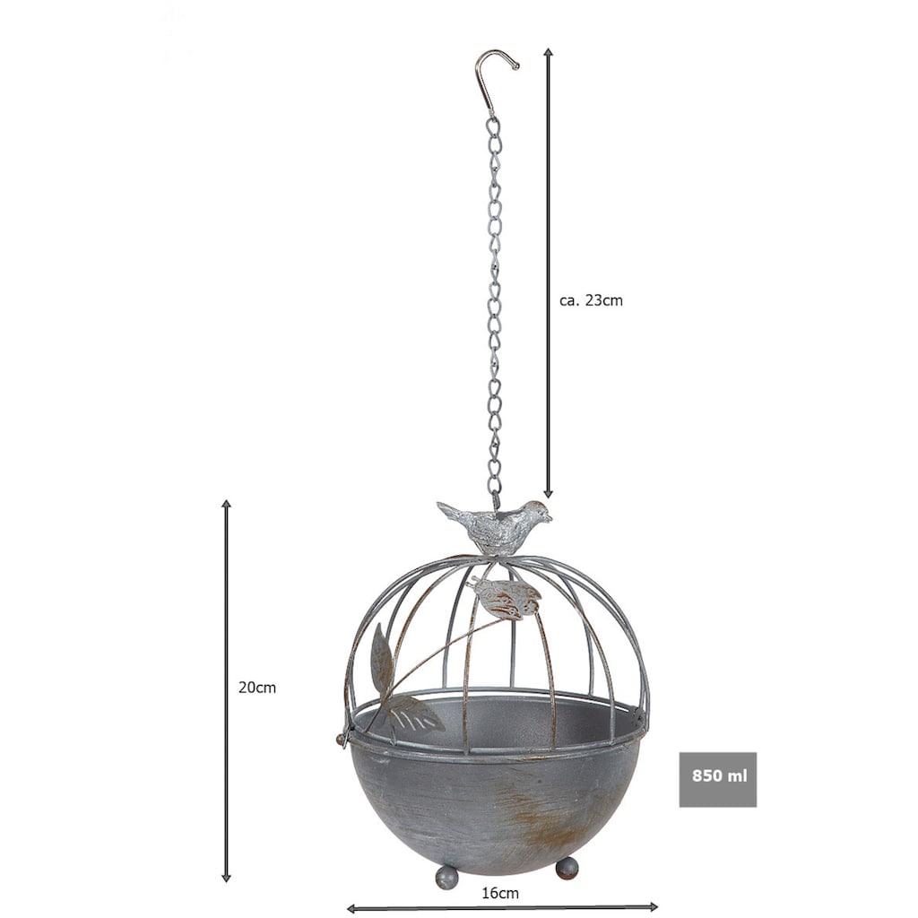 Ambiente Haus Vogeltränke »Vogelbad zum hängen aus Metall - Käfig«, (1 St.)