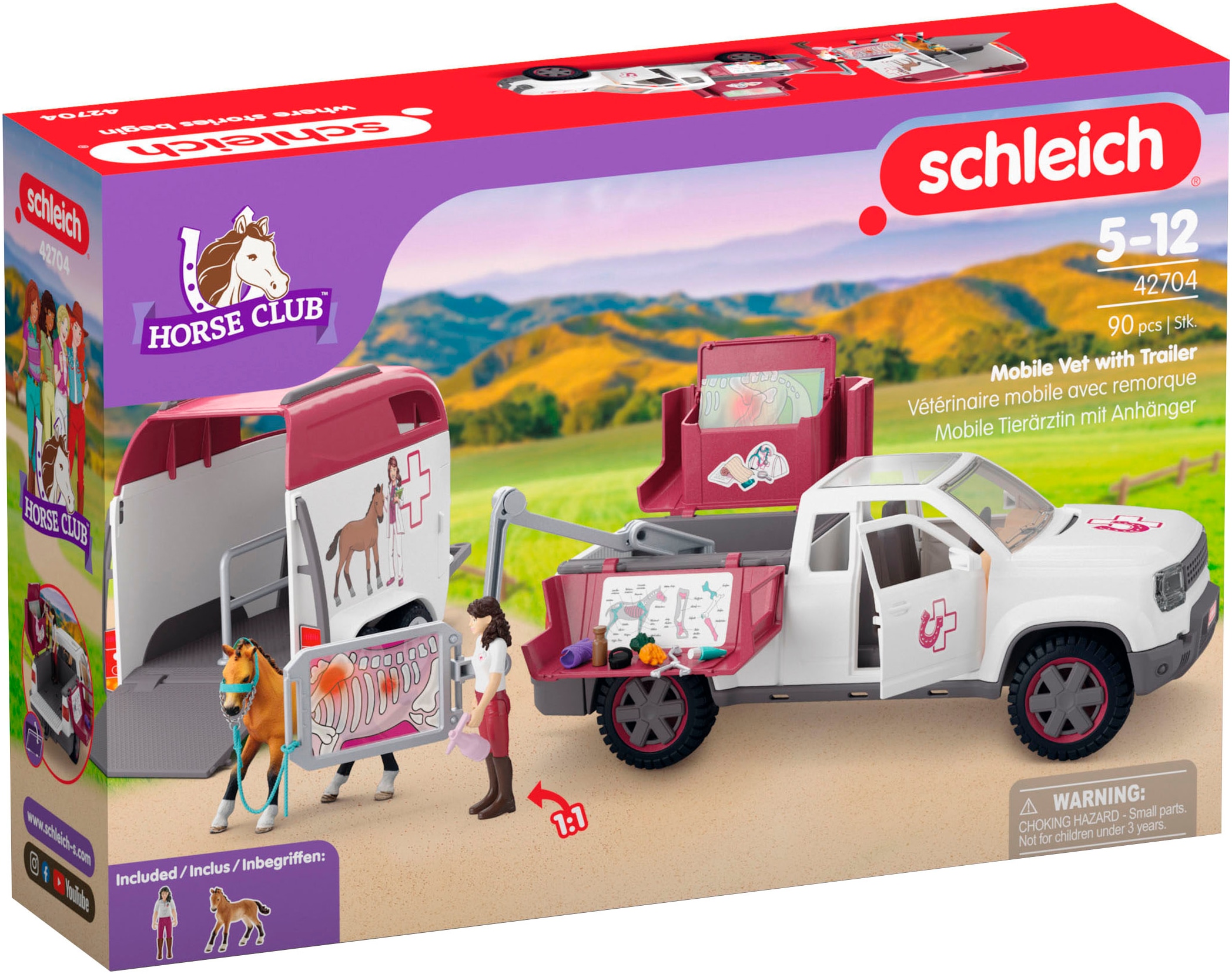 Schleich® Spielzeug-Auto »HORSE CLUB, Mobile Tierärztin mit Anhänger (42704)«, Made in Europe