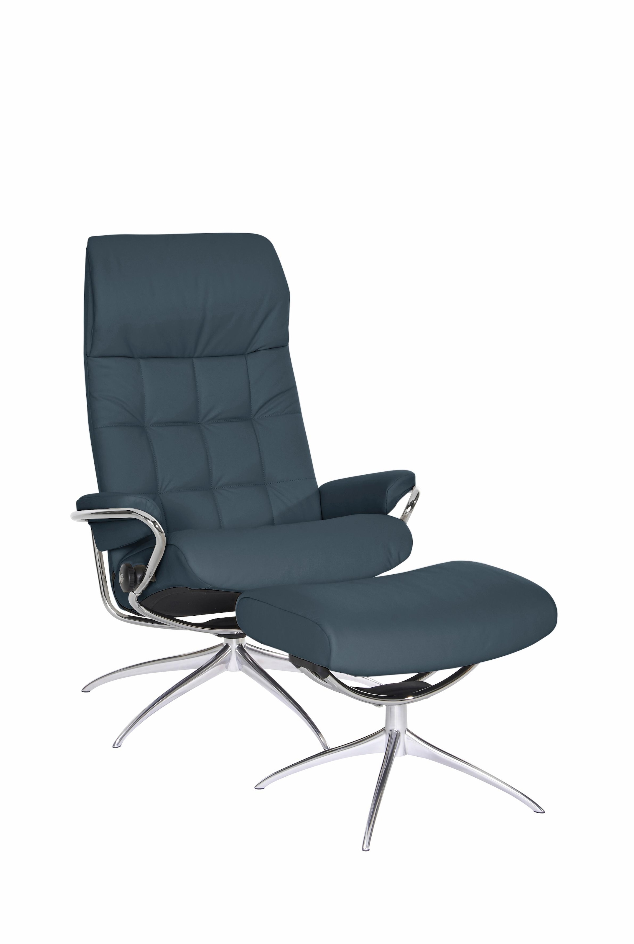 Stressless Relaxsessel "London", (Set, Relaxsessel mit Hocker), mit Hocker, High Back, mit Star Base, Gestell Chrom