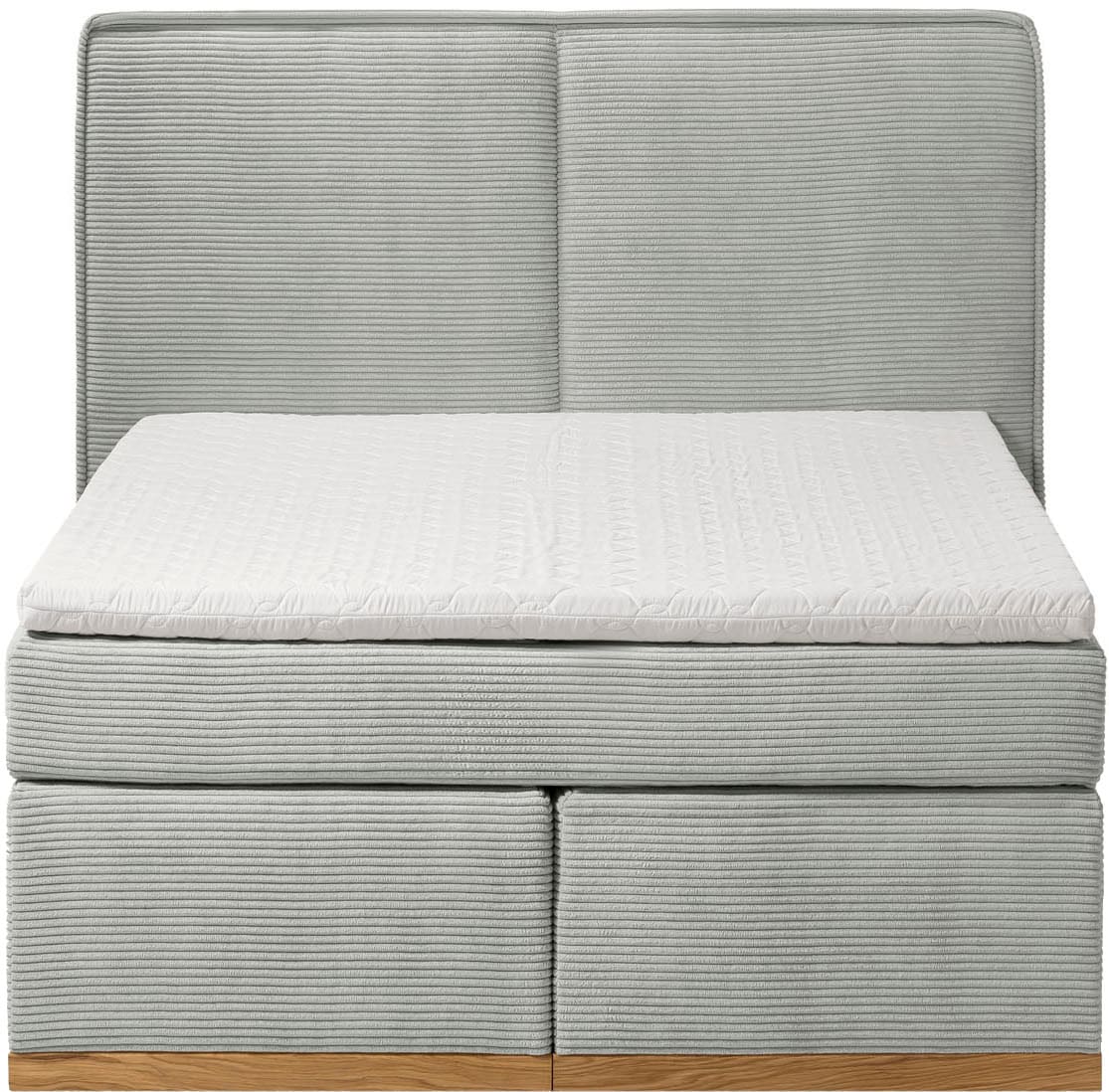 Home affaire Boxspringbett »SHERWOOD Hotelbett, Polsterbett«, Hochwertiger Cord,weiche Velours-Struktur, mit Topper, Eiche