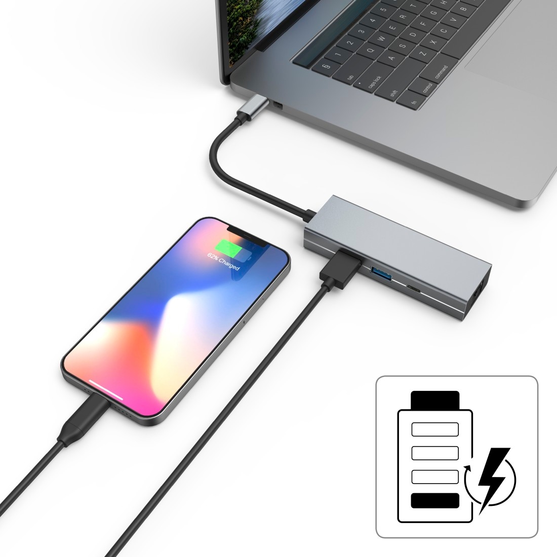 Hama USB-Adapter »USB-C Hub Multiport, 2x USB-A, USB-C, LAN/Ethernet, Notebook Laptop«, USB-C zu USB-C-RJ-45 (Ethernet)-USB Typ A
