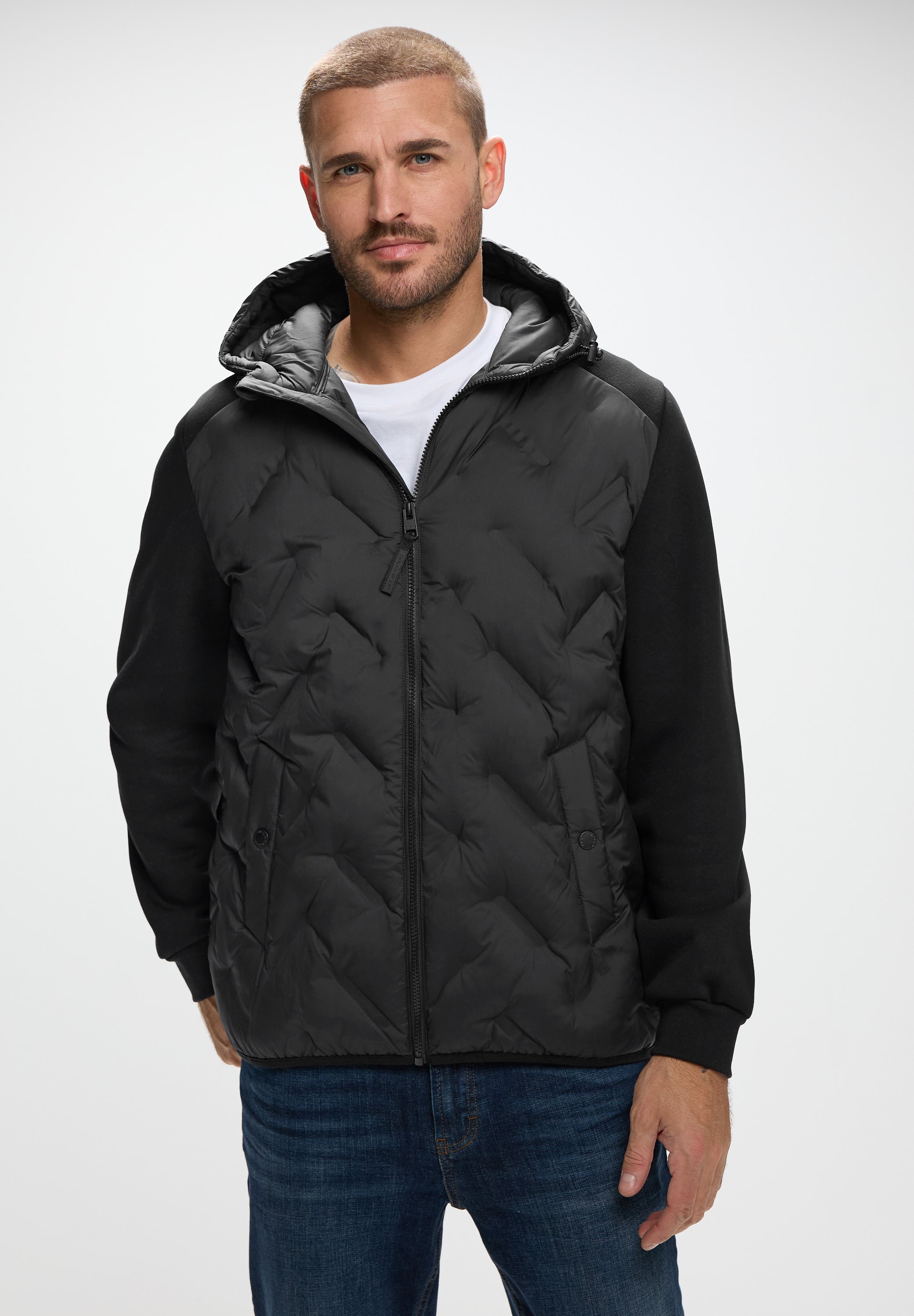 STREET ONE MEN Steppjacke mit Kapuze mit Kapuze mit Tunnelzugband