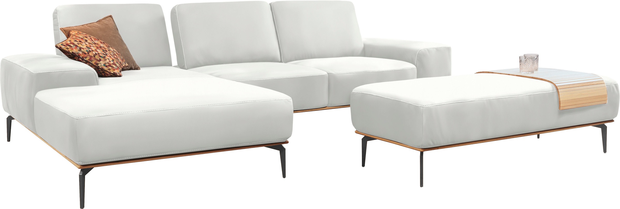 Thumbnail - W.SCHILLIG Ecksofa "run, Designsofa mit tollem Sitzkomfort, bequem, L-Form", mit Holzsockel, Füße in Schwarz pulverbesch...