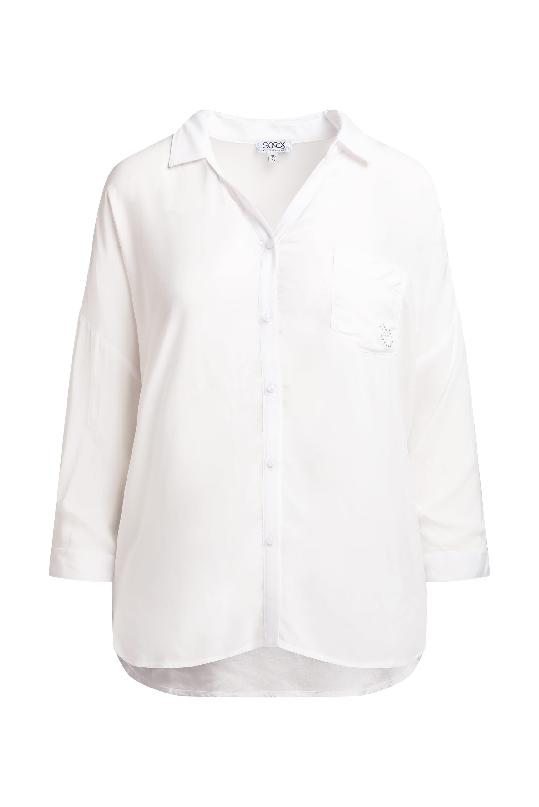 SOCCX Kurzarmbluse mit längerer Rückenpartie