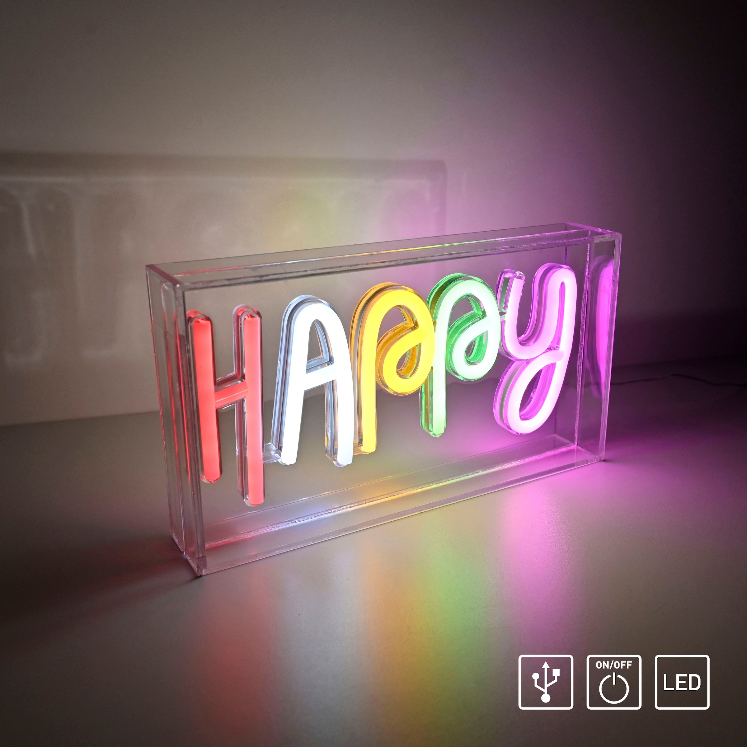 JUST LIGHT BAUR | »NEON-HAPPY«, LED 1 flammig-flammig Wandleuchte