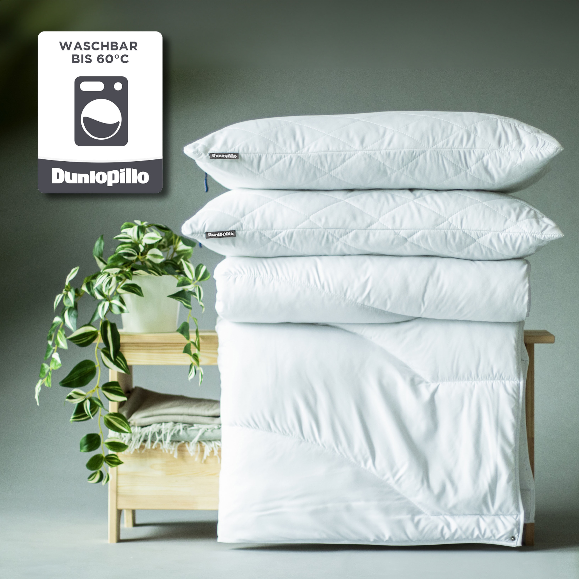 Dunlopillo Microfaserkissen »Home, "NEUHEIT" Kissen  Allergikerfreundlich, weich & atmungsaktiv« Füllung: Polyester Bezug: Polyester 1 Stk. tlg. Kopfkissen 40x80 cm, 80x80cm, ergonomisch, strapazierfähig, hochwertig