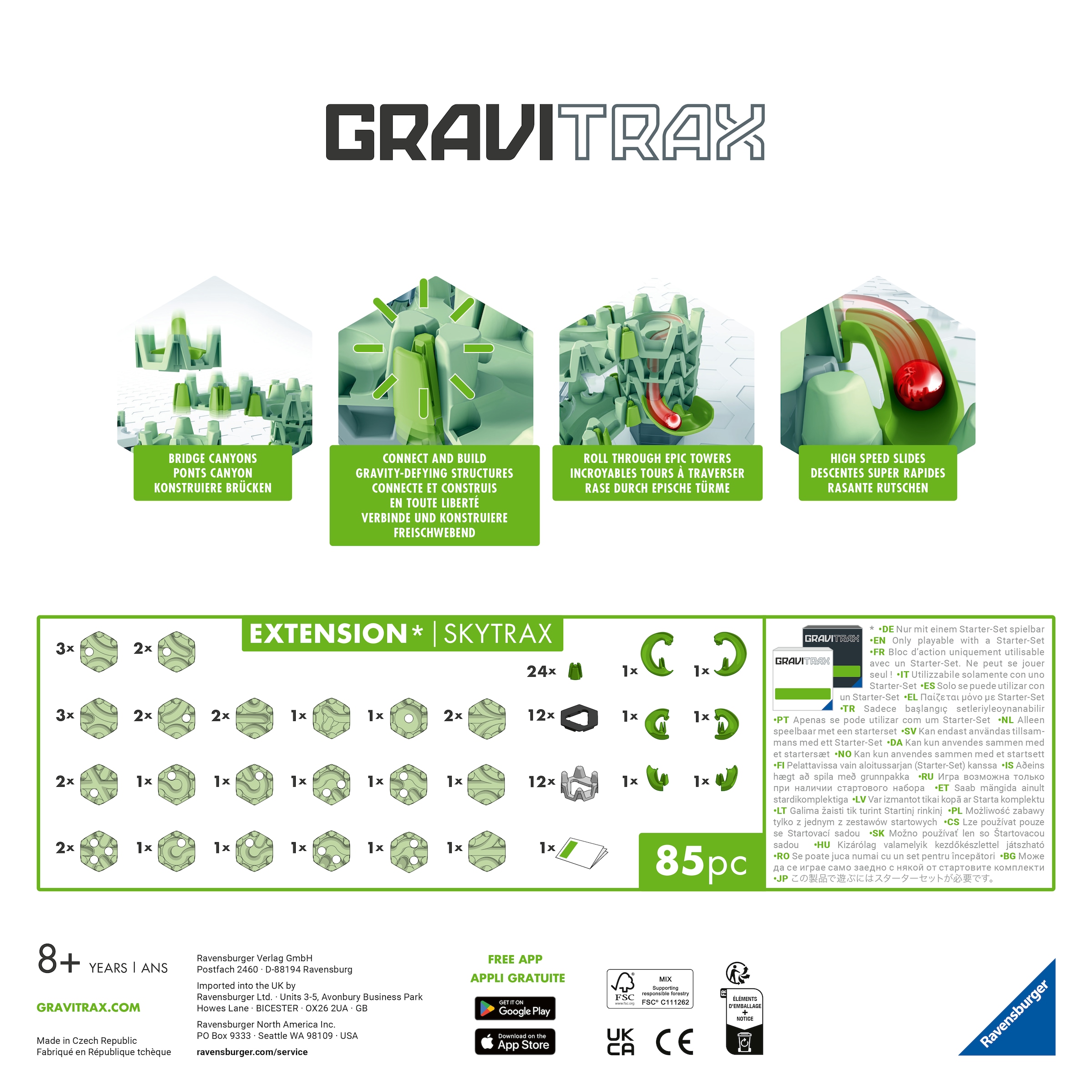 Ravensburger Kugelbahn-Bausatz »GraviTrax BASE - Skytrax« Made in Europe