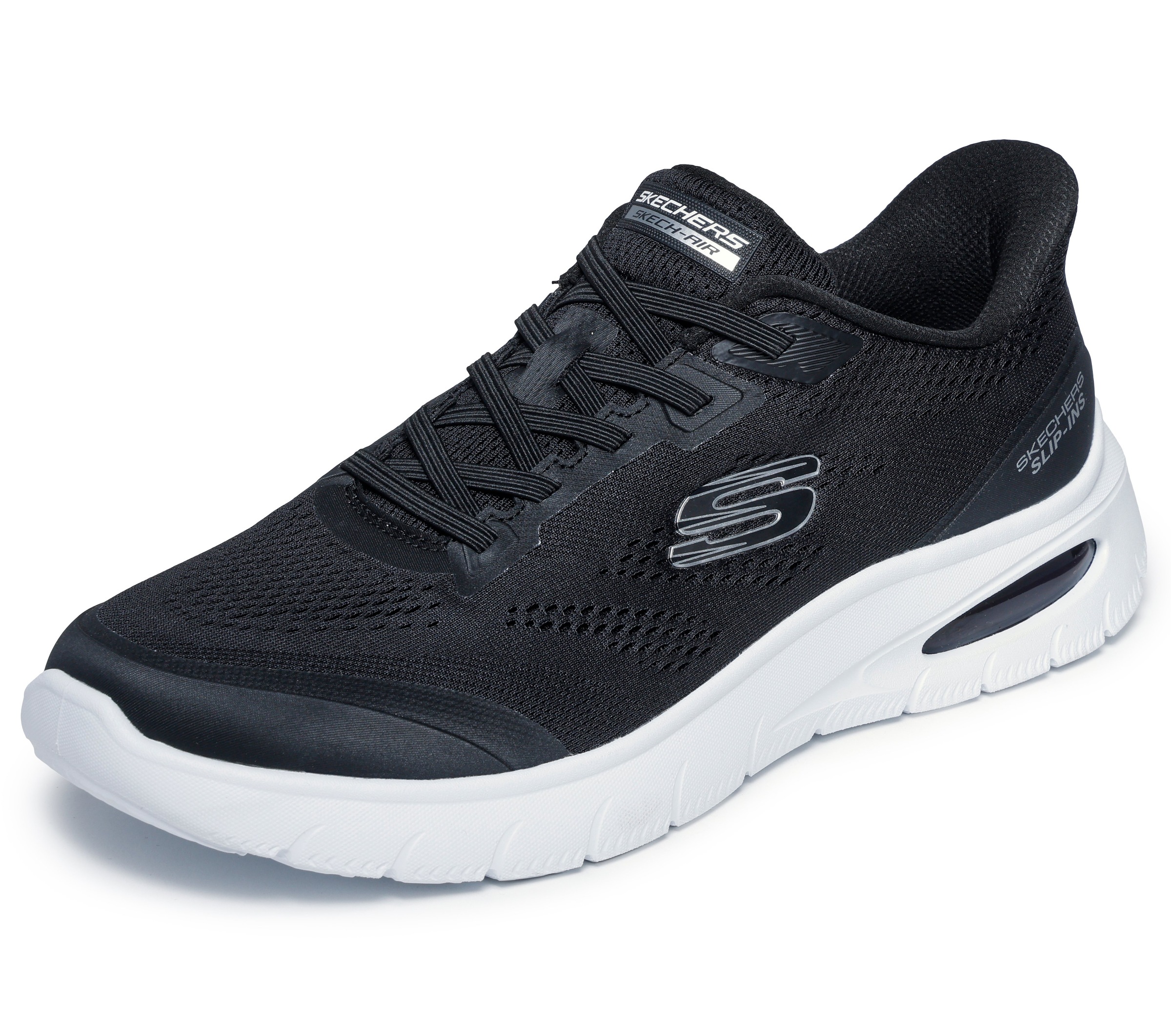 Slip-On Sneaker SKECHERS "SKECH-AIR SUMMITS", Herren, Gr. 39, schwarz, weiß, Lederimitat, Textil, Schuhe, Slipper, Freizeitschuh, Halbschuh in veganer Verarbeitung 2