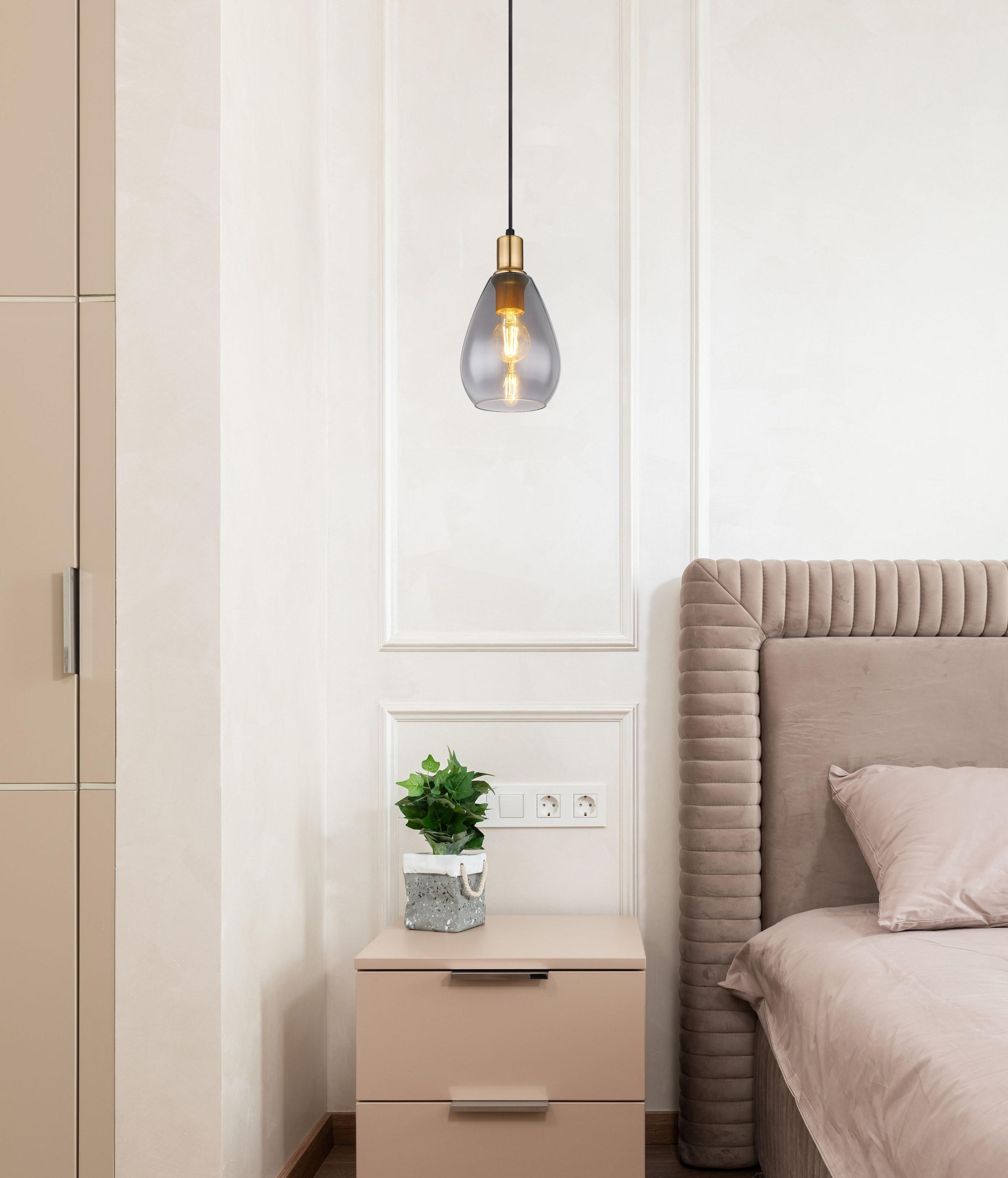 GLOBO LIGHTING Hängeleuchte »FANNI« E27 1 Stk. Hängeleuchte für Esszimmer Rauchglas modern