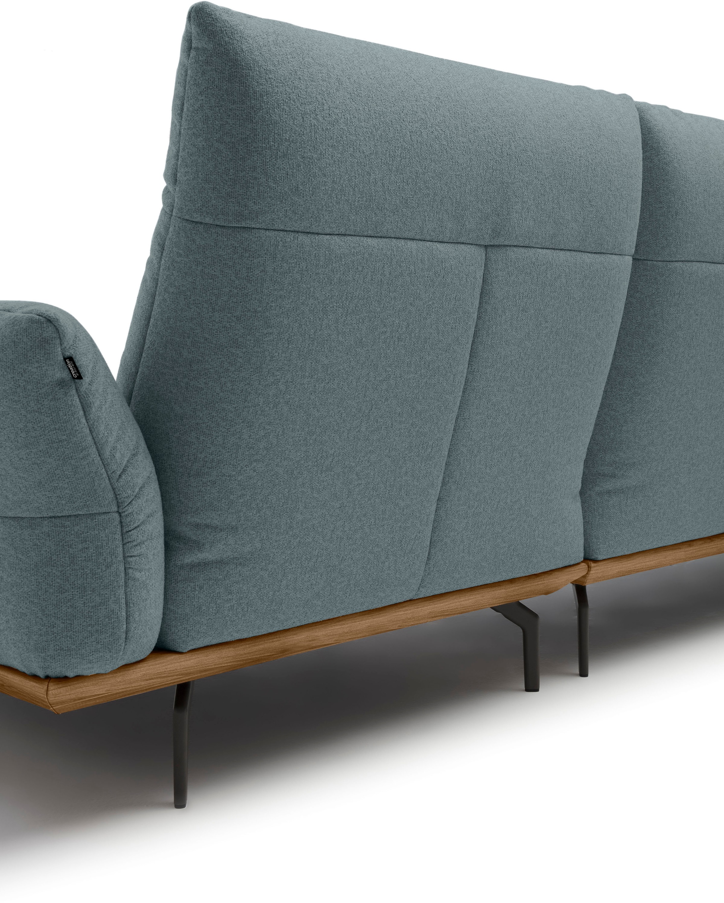 Creation BY ROLF BENZ Ecksofa »CR.460«, Sockel in Nussbaum, Winkelfüße in Umbragrau, Breite 318 cm