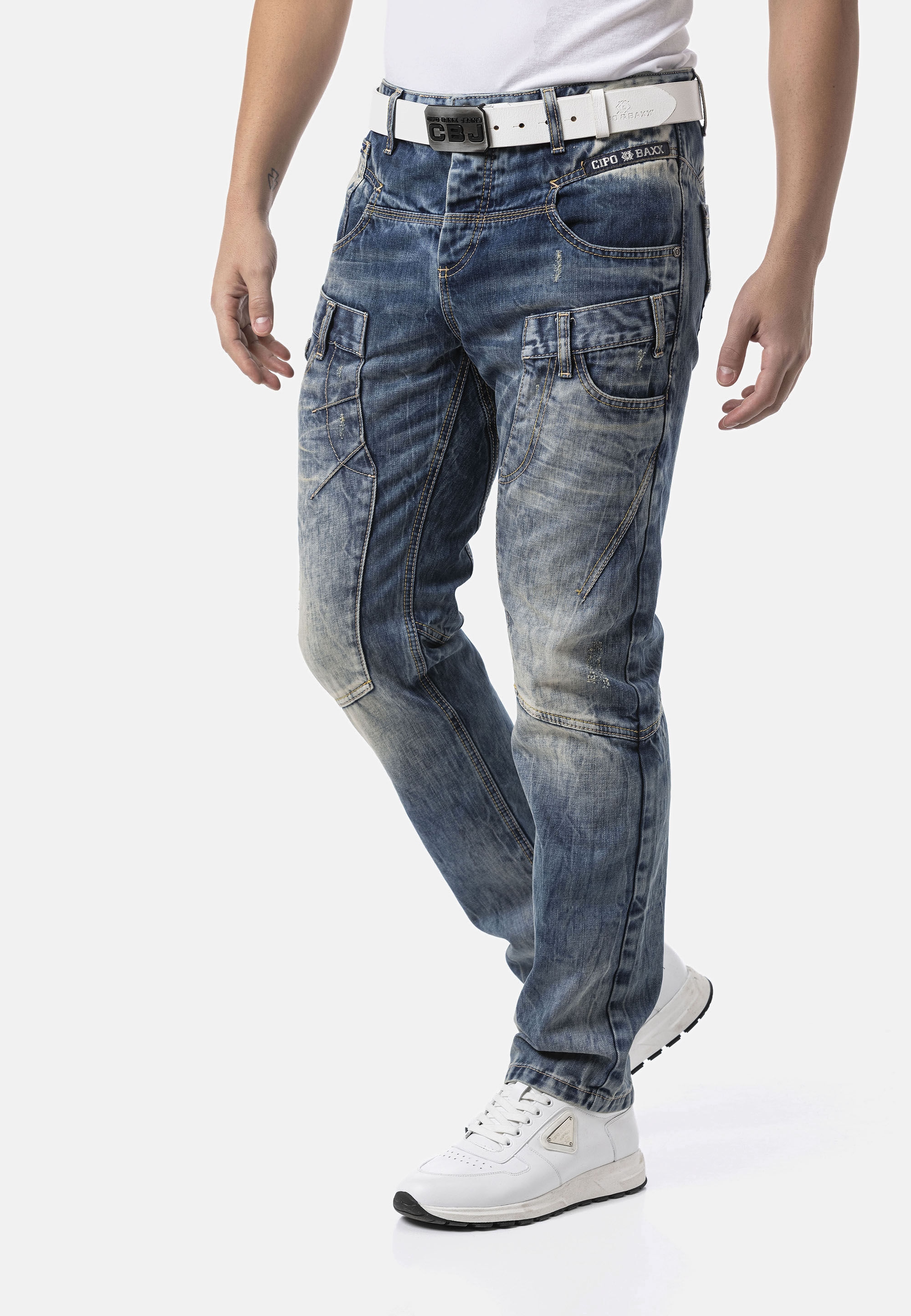 Cipo & Baxx Cargojeans »Cipo & Baxx Jeanshose CD911« mit Vintage-Used-Look