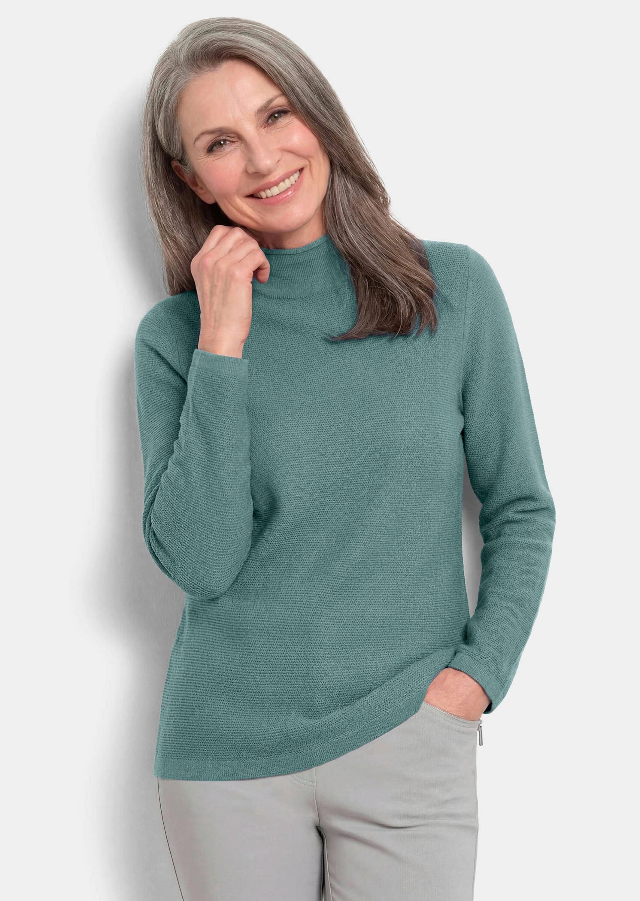 GOLDNER Rundhalspullover »Feinstrickpullover mit Rollkante« Rollbündchen am Ausschnitt
