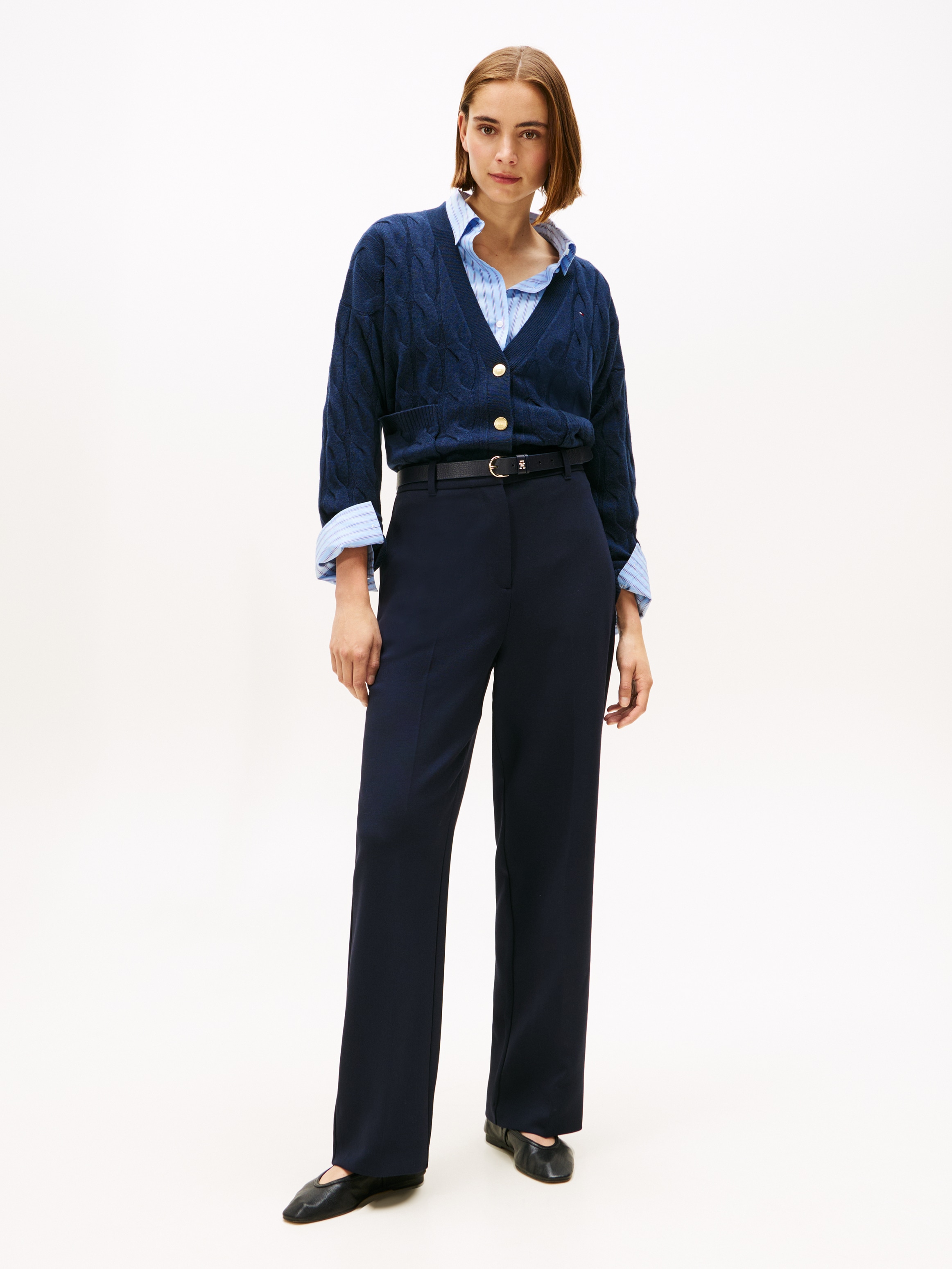 Tommy Hilfiger Strickjacke »SOFT WOOL CABLE CARDIGAN«, mit Zopfmuster, aus reiner Wolle