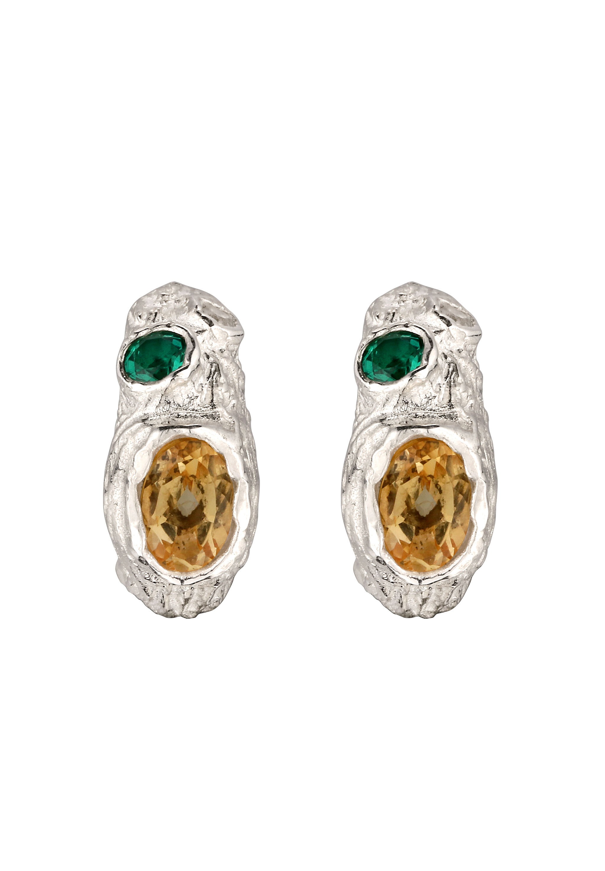Elli Paar Ohrstecker »Ohrringe Synthetischer Smaragd Grün Citrine Gelb 925 Sterling Silber«