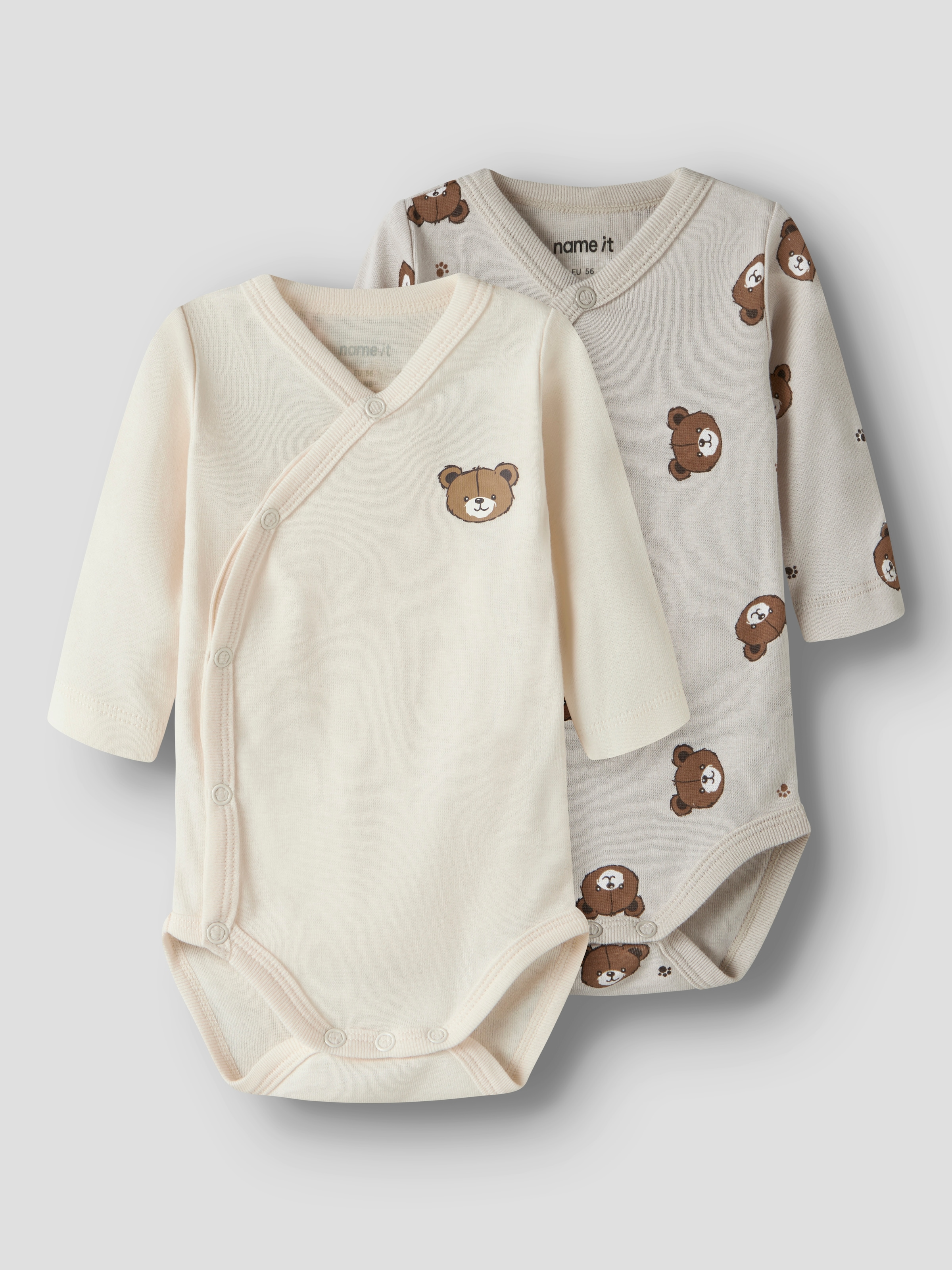 Name It Langarmwickelbody »NBNBODY 2P LS WRAP PUMICE BEAR« Packung, 2 tlg.