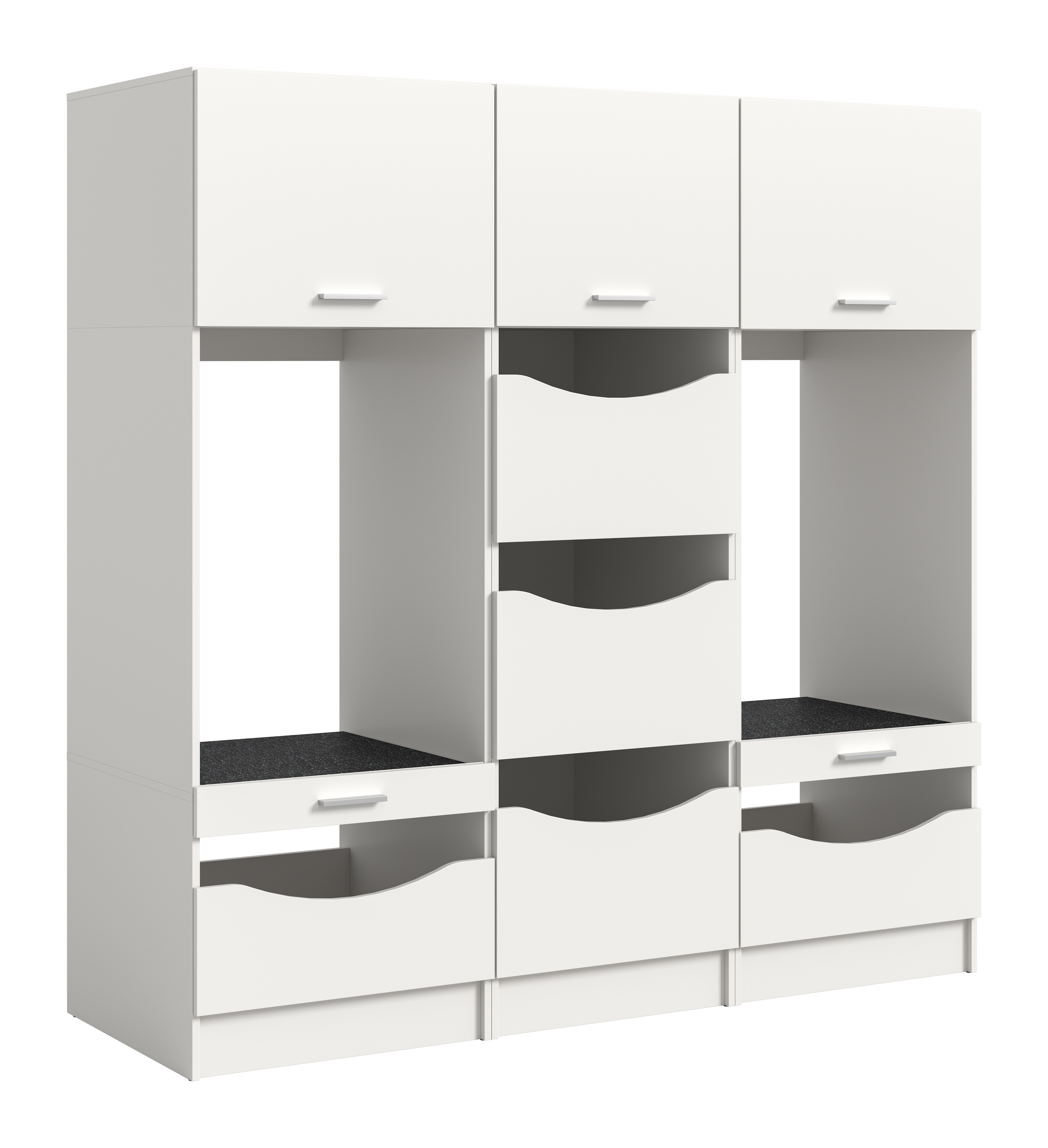 welltime Mehrzweckschrank-Set "FALAS, 3-teilig, Hauswirtschaftsraum Set, Breite 192 cm" bestehend aus: 2x Waschmaschinenumbauschrank und 1x Wäscheschrank