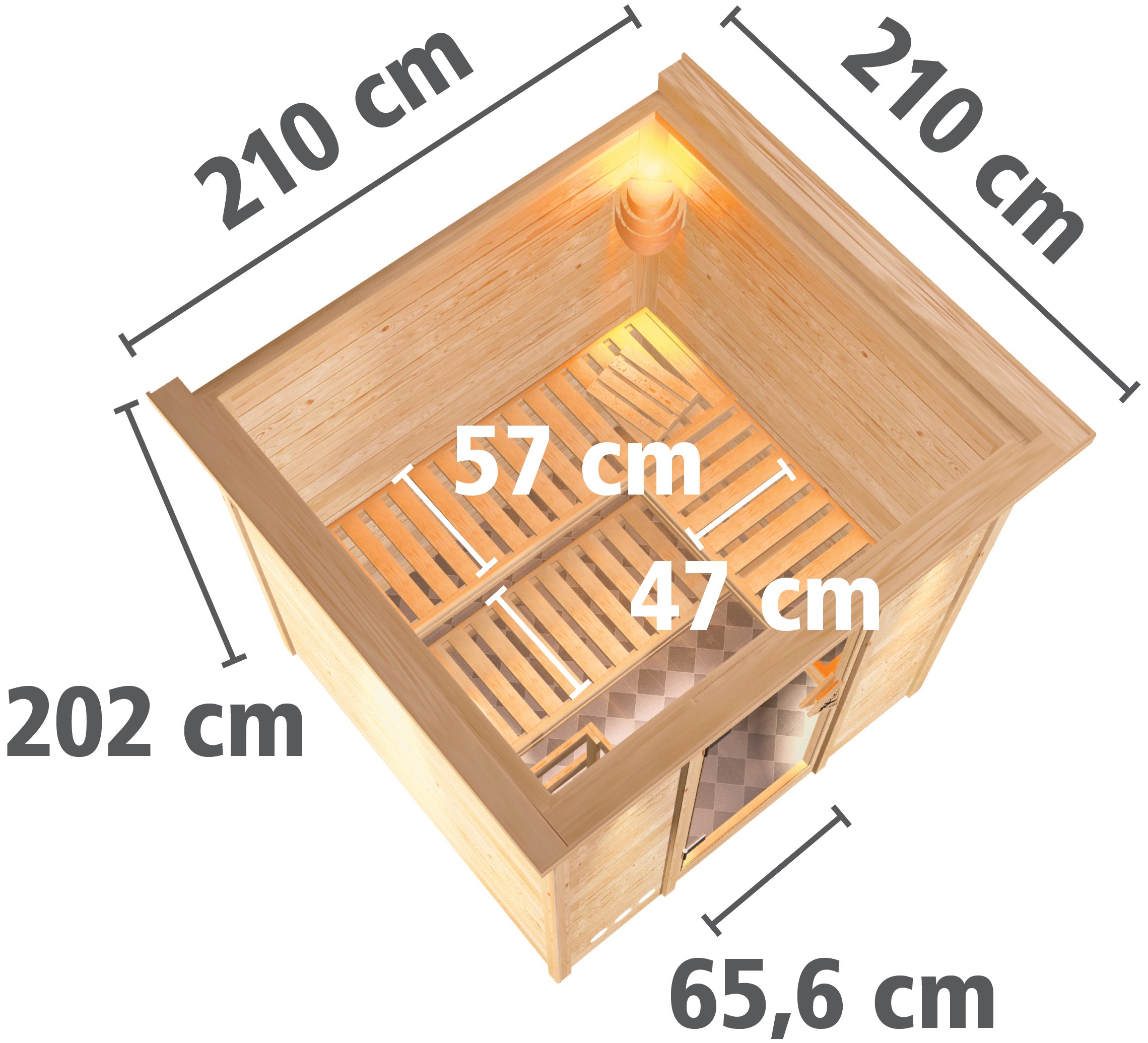 Karibu Sauna »Rodin« Set,  9-kW-Ofen mit externer Steuerung