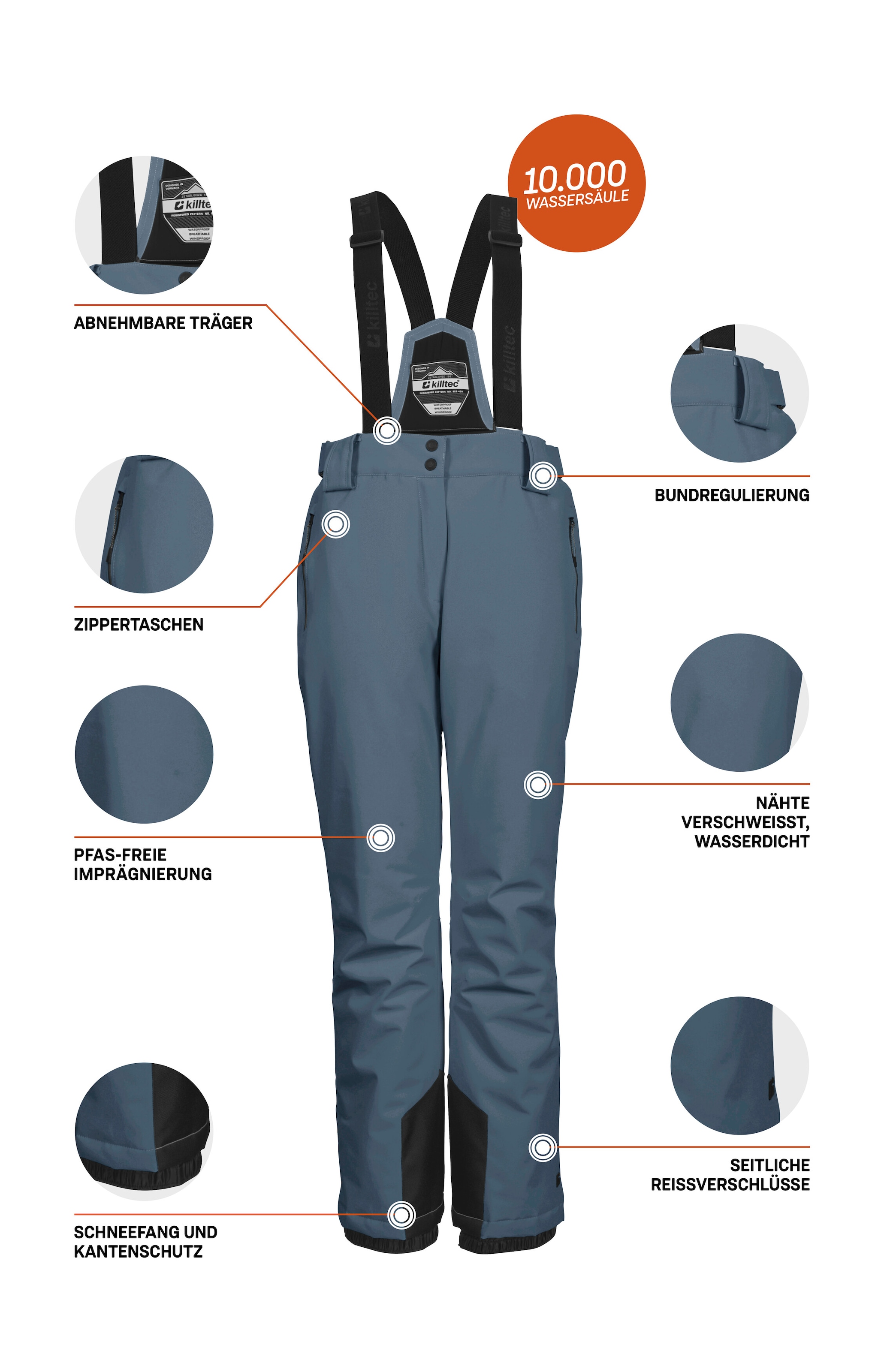 Killtec Skihose »KSW 249 WMN SKI PNTS_ERIELLE«, Wind- und wasserdicht, verstellbare Träger, PFAs-frei imprägniert