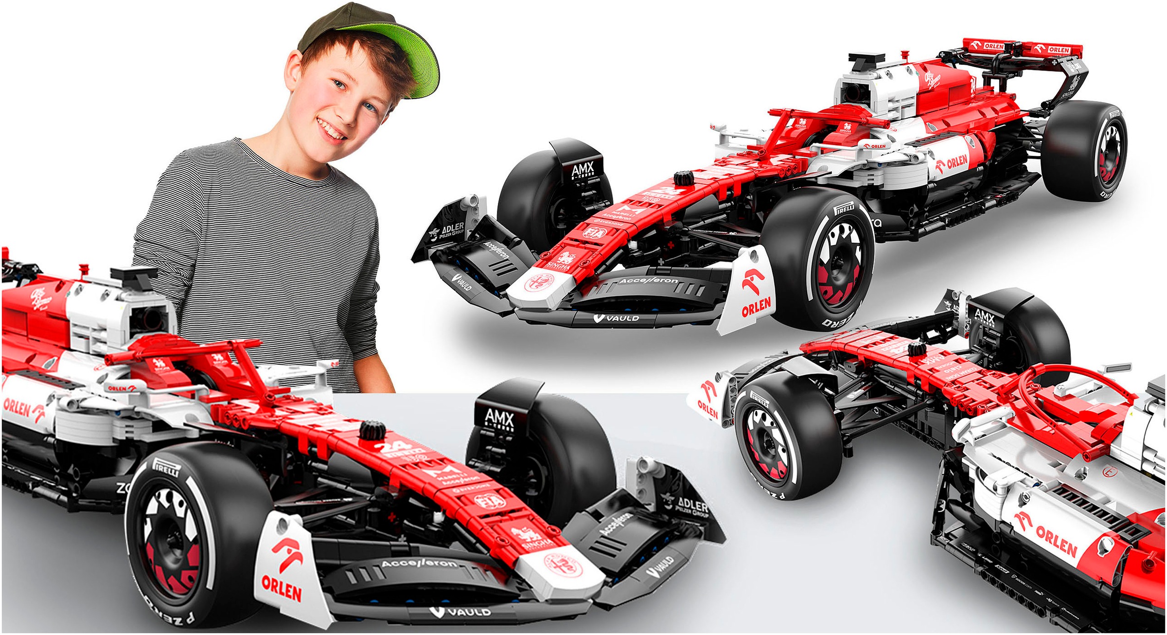 Jamara Modellauto »Bricks Bausätze, Alfa Romeo F1 C42, 1:8, rot«, besteht aus 2306 Teilen