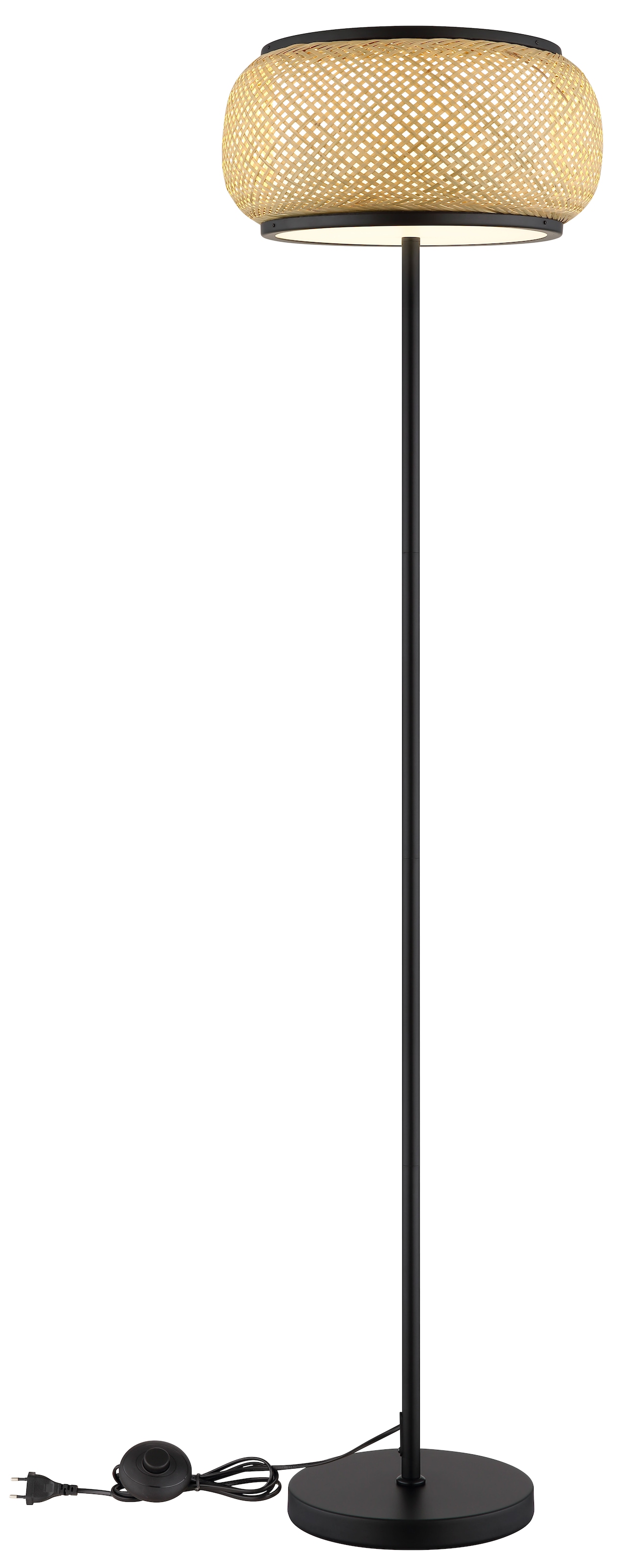 "GLOBO LIGHTING Stehlampe ""BAMBORA"", schwarz matt, 1, Ø 38cm H: 146,1cm, 1 Stk., Leuchten, Stehleuchte schwarz Bambus LED CCT Fußschalter Memory
