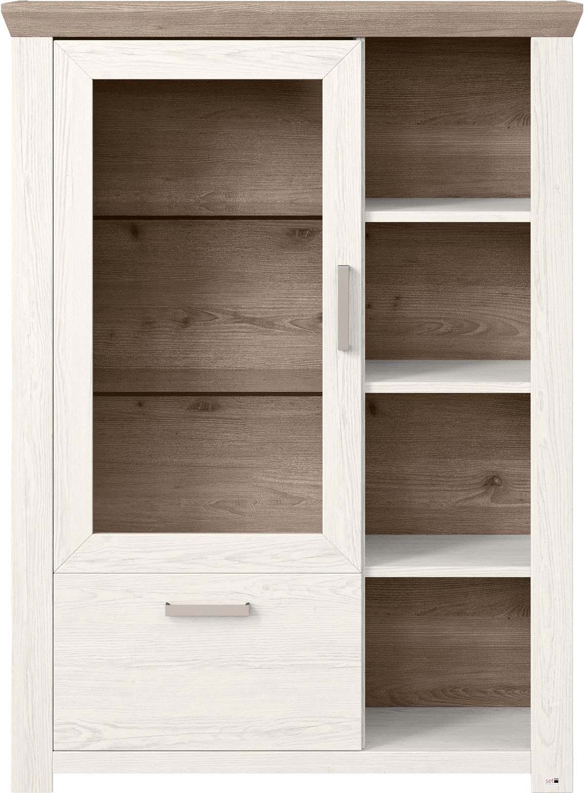 set one by Musterring Highboard »York«, Typ 13 und 14, mit Glastür und Schubkasten, 3 Farbvarianten, B 105 cm