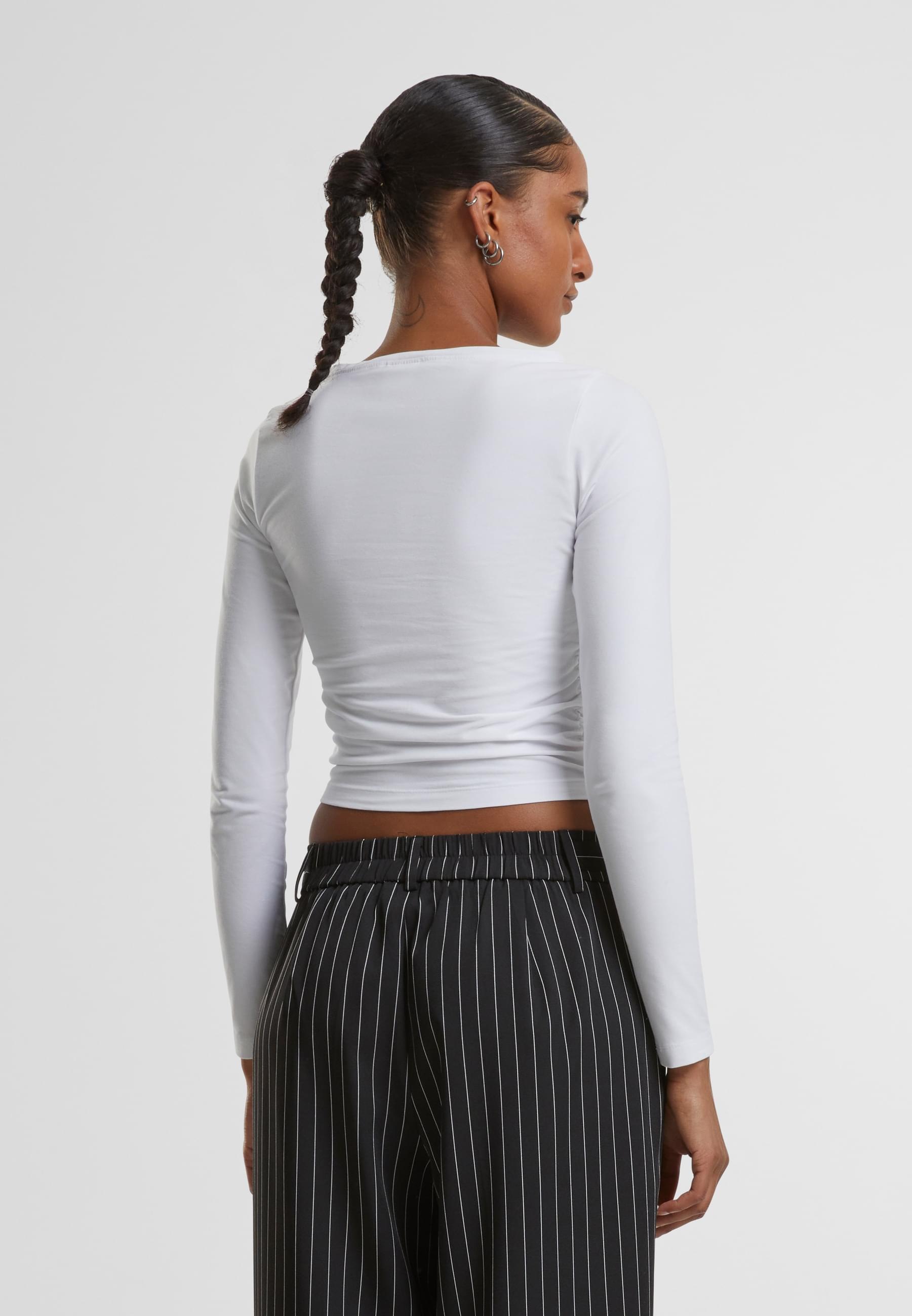 URBAN CLASSICS Longsleeve »Urban Classics Ladies Ruffled Super Slim Longsleeve 2-Pack«, (1 tlg.)