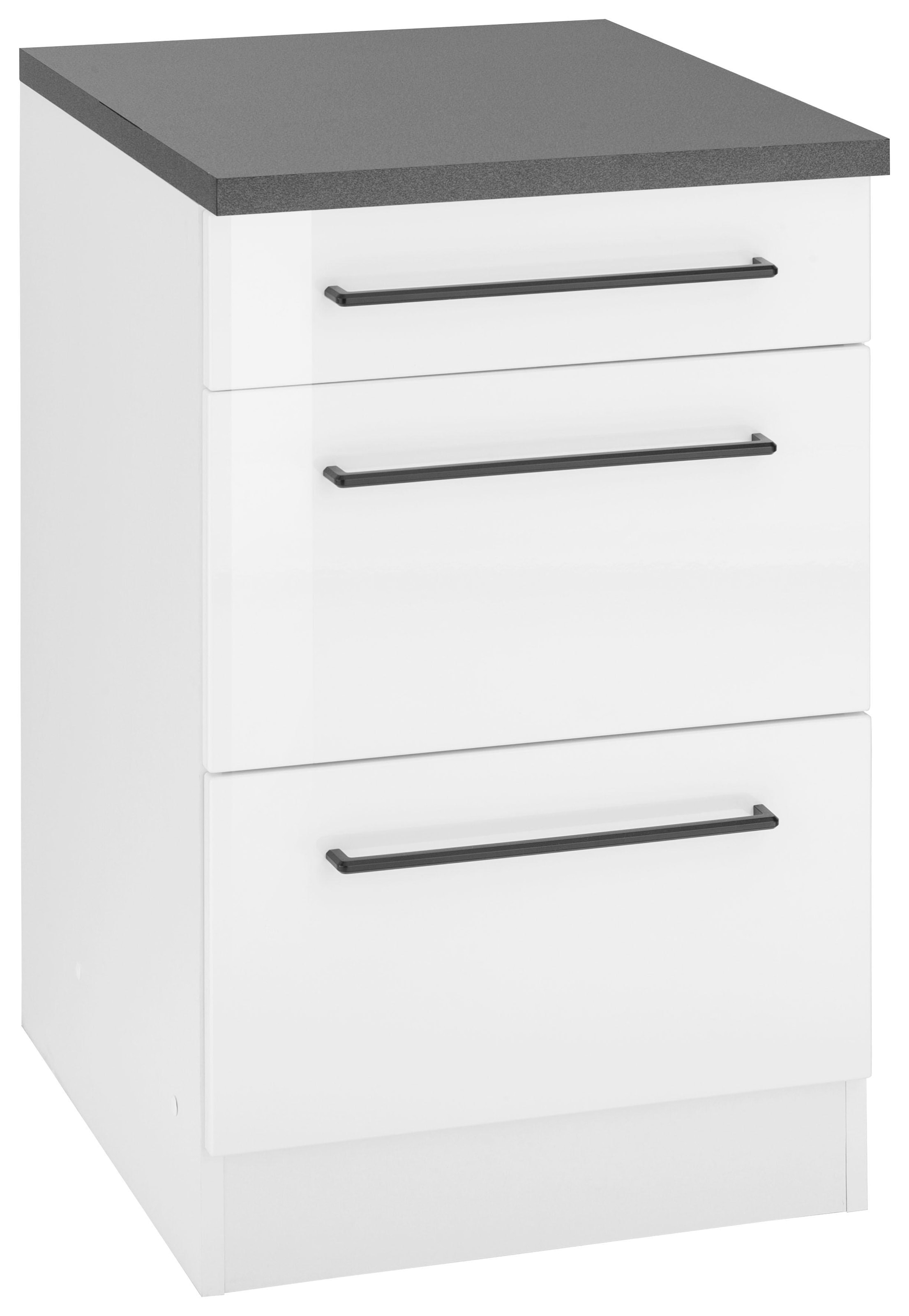 KOCHSTATION Unterschrank "KS-Tulsa", 50 cm breit, 1 Schubkasten, 2 große Auszüge, Metallgriff, MDF Front