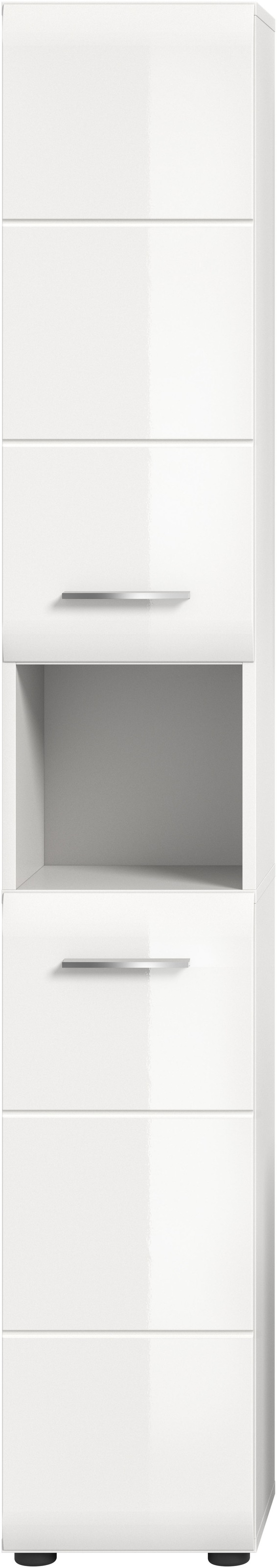 INOSIGN Stauraumschrank, (1 St.), Florenz, Hochschrank, Weiß Hochglanz Tiefzieh, 185 cm hoch, Bad