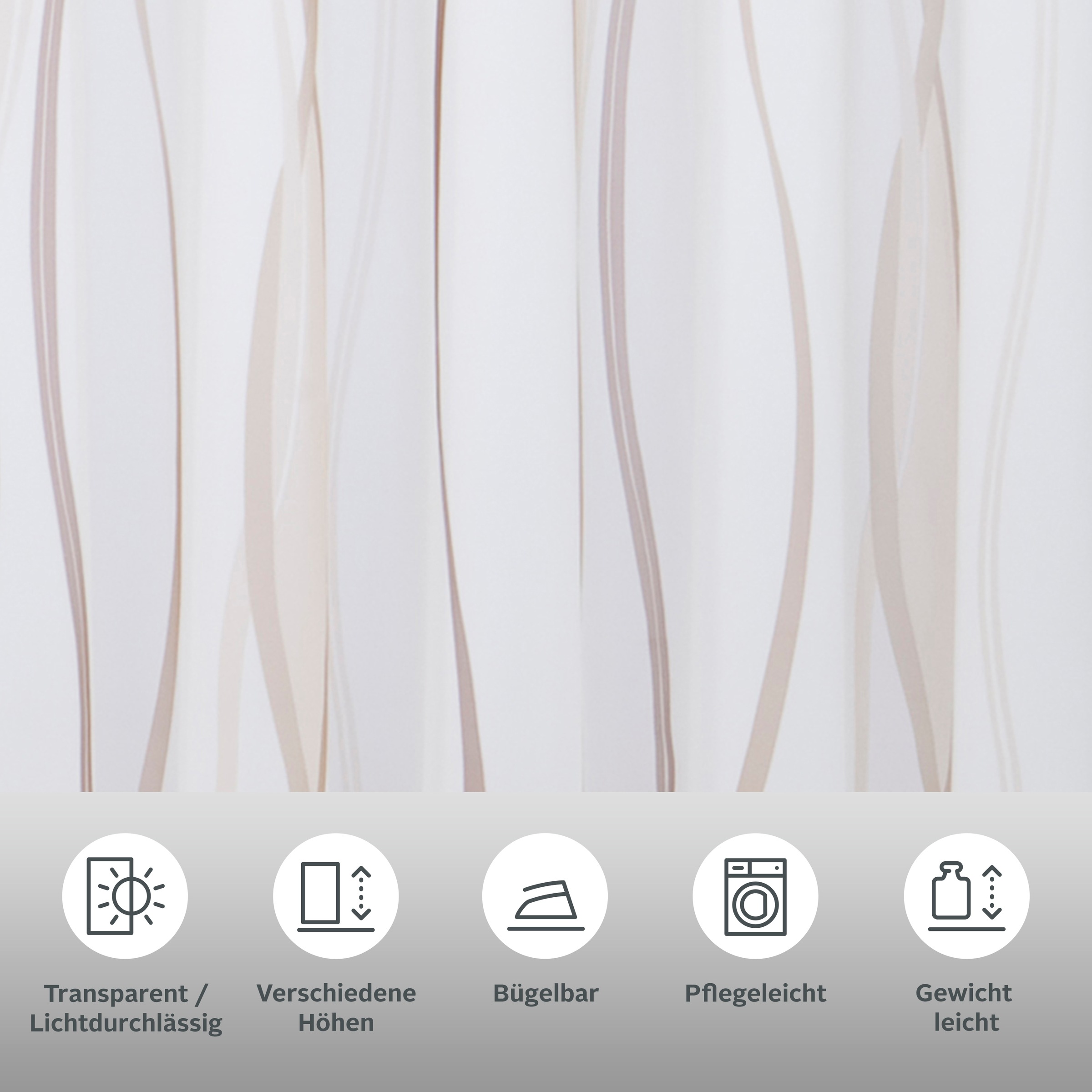 Thumbnail - OTTO home Gardine "Dimona" Kräuselband 2 Stk. tlg. 2er-Set, Bestseller, Polyester, Wellen