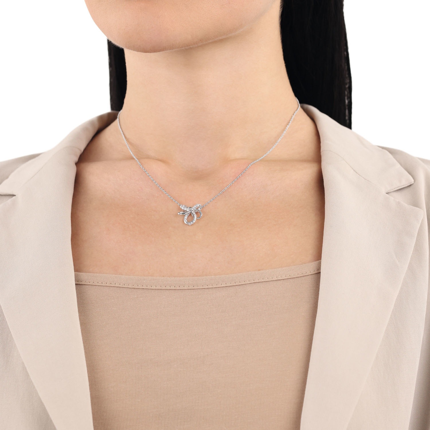 Amor Schleife Damen Kette Silber 925 Bunt 45cm 2