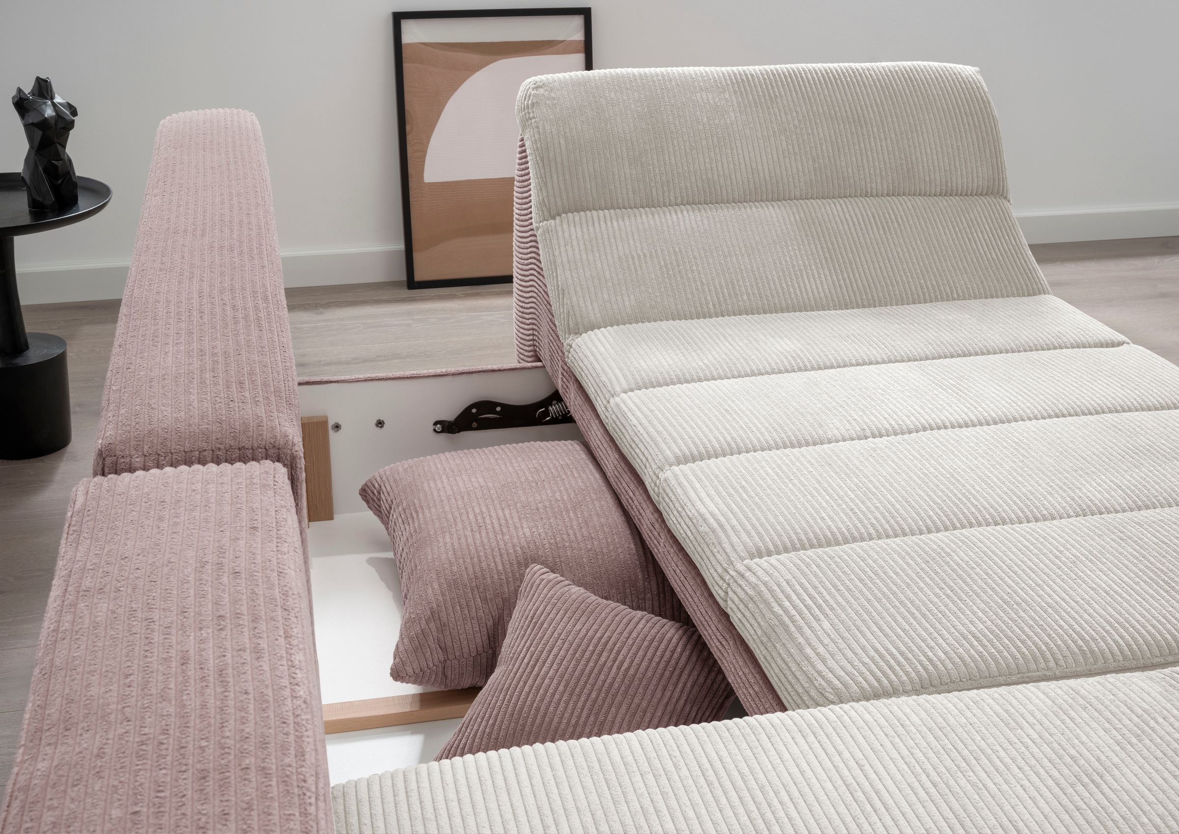 INOSIGN Ecksofa »Imola elegant und bequem, aktuelle Steppung im Sitz, L-Form«, wahlweise mit Bettfunktion