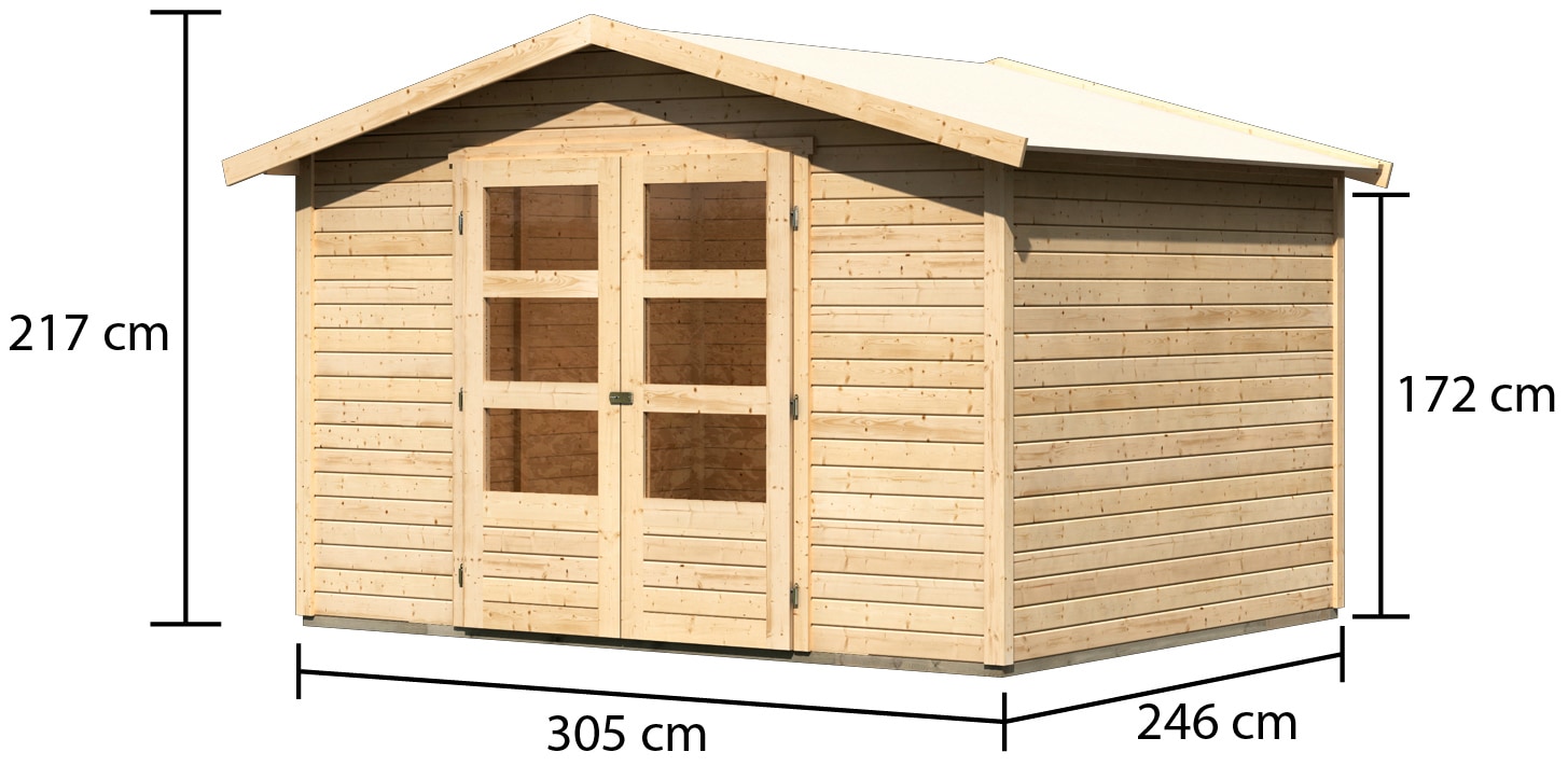 Karibu Gartenhaus »Amberg 5«, (Set), naturbelassen oder anthrazit, mit Boden