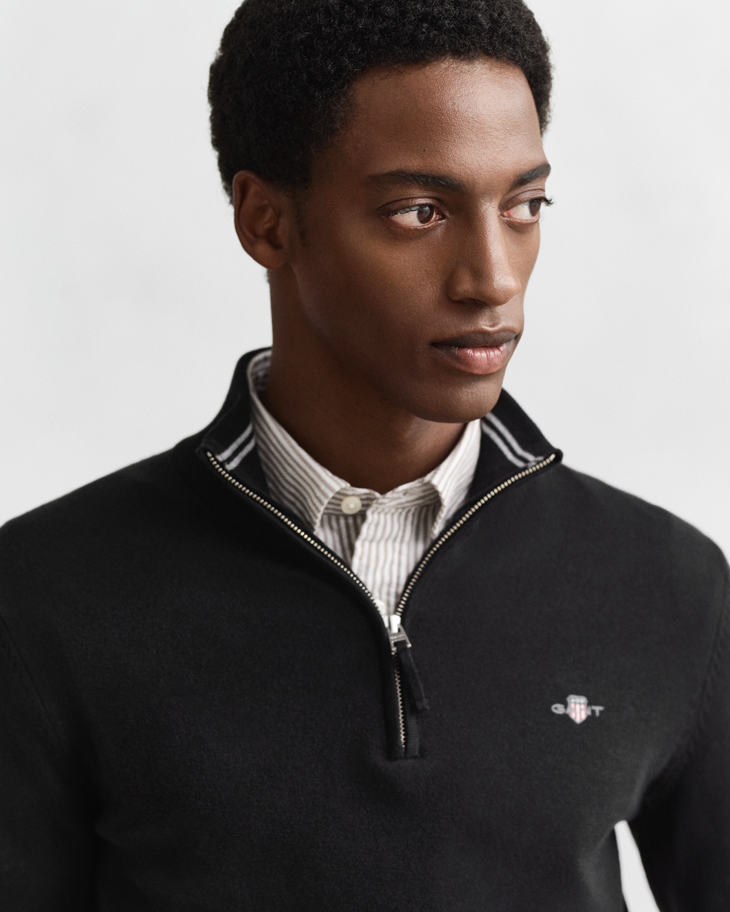 Gant Troyer »CLASSIC COTTON HALF ZIP«, mit gerippten Details