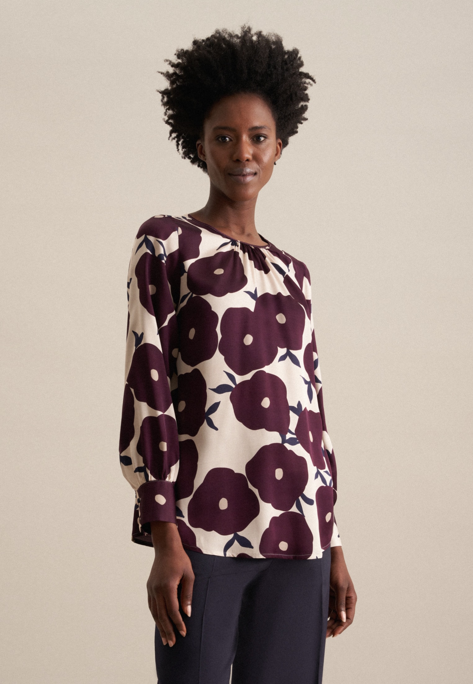 seidensticker Shirtbluse "Schwarze Rose" 1/1 Rundhals Druck günstig online kaufen