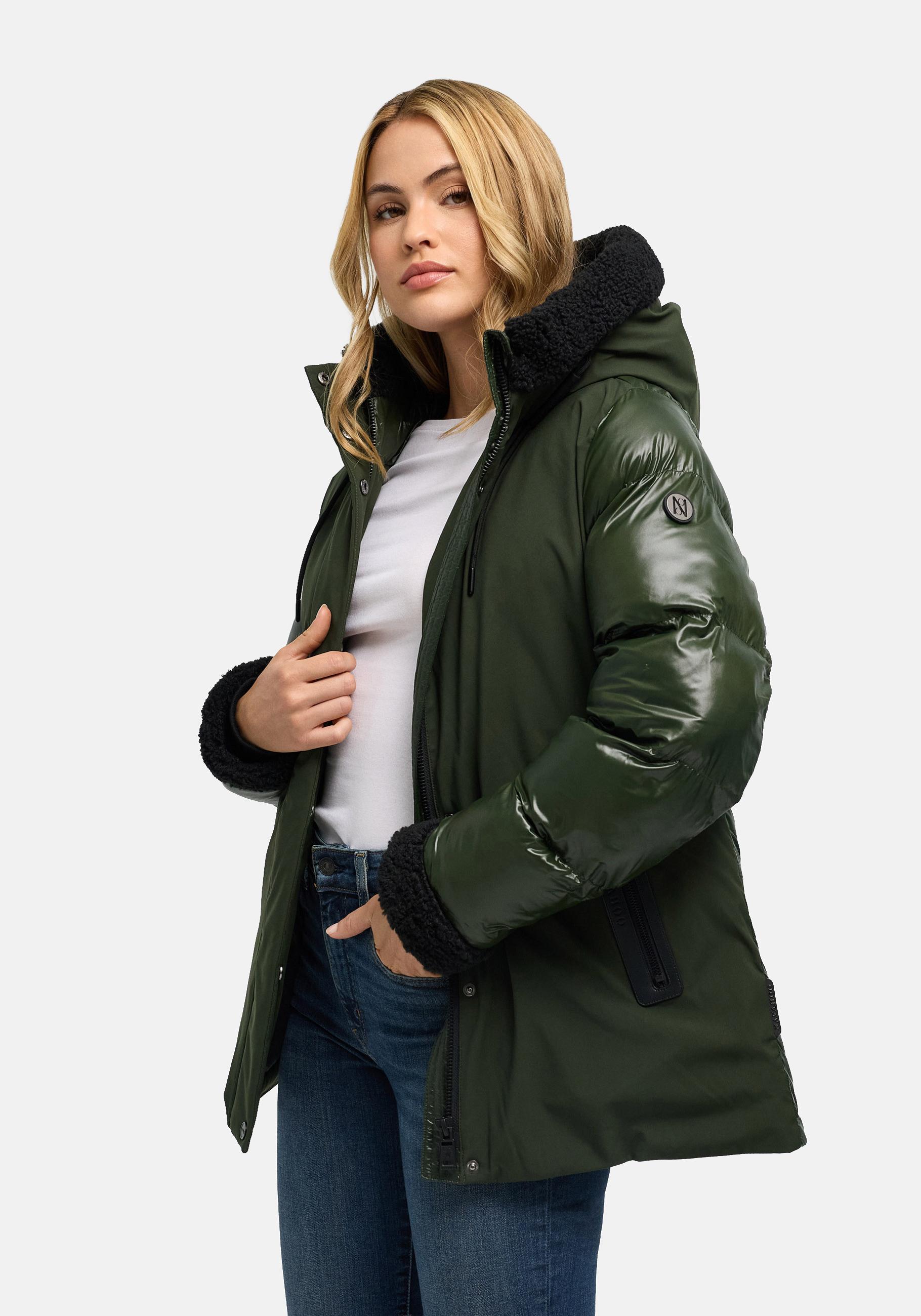 Navahoo Winterjacke "Herzschmelz 14" mit Kapuze Warme Damen Jacke mit Teddy-Kunstfell Details