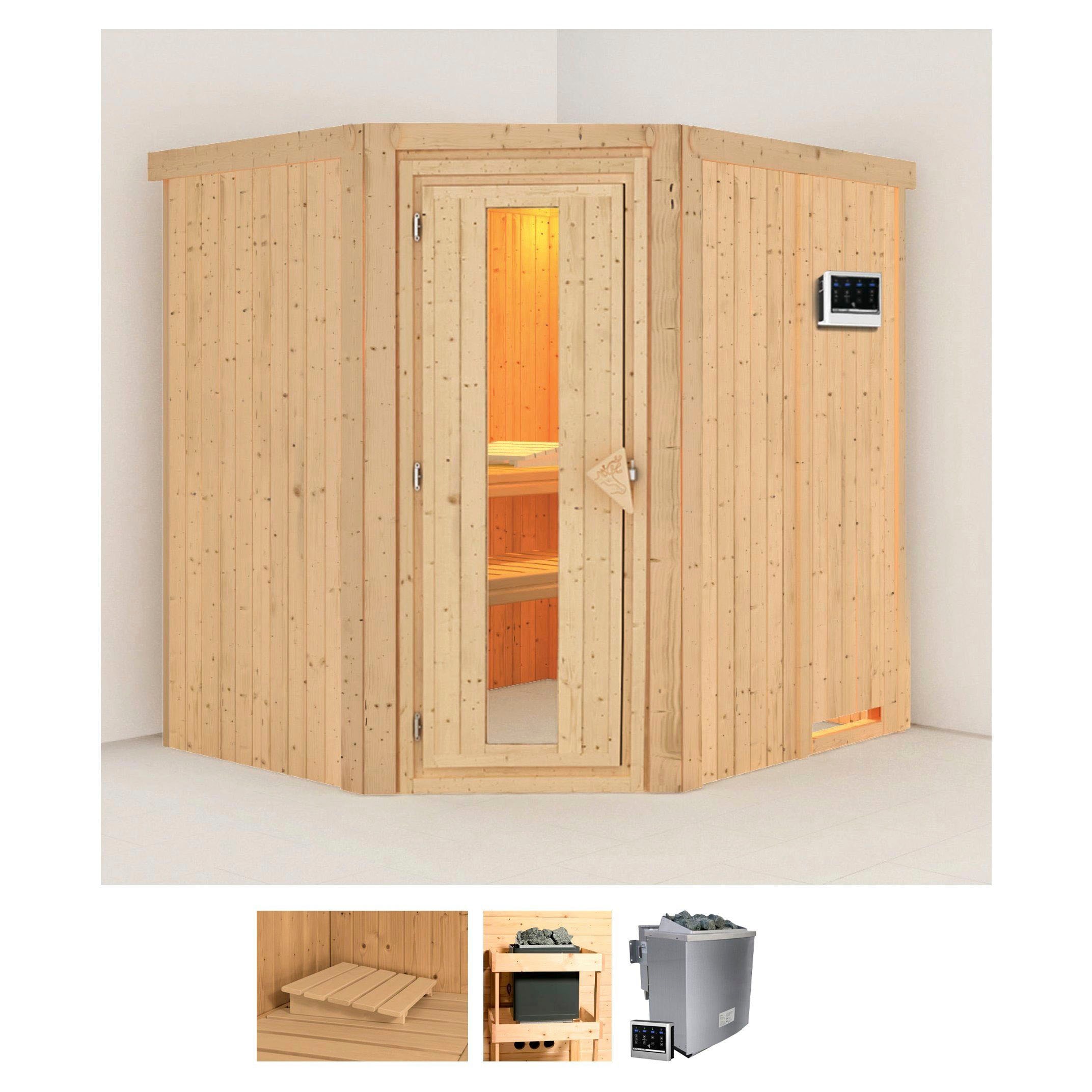 Karibu Sauna "Siirin" Set, Ofen 9 kW Bio externe Strg easy