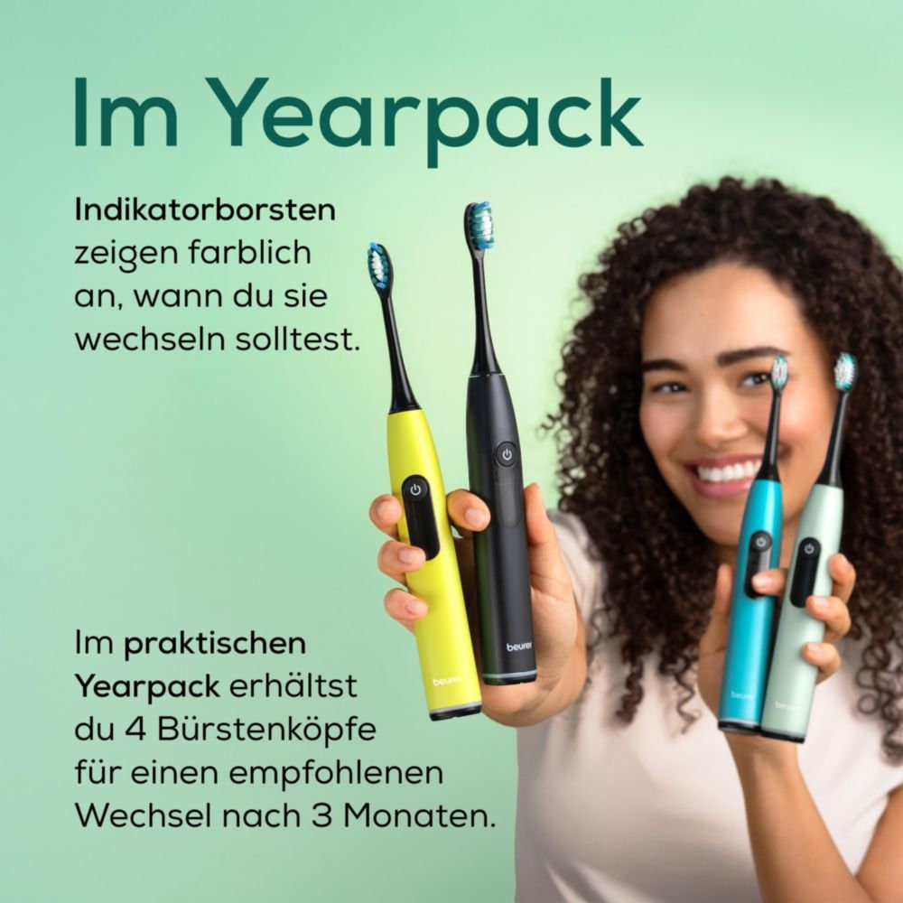 BEURER Aufsteckbürsten »SC Bürstenköpfe mit Indikatorborsten Premium Plaque Eraser«, (4 Stück), Schalltechnologie für schonende und gründliche Zahnpflege