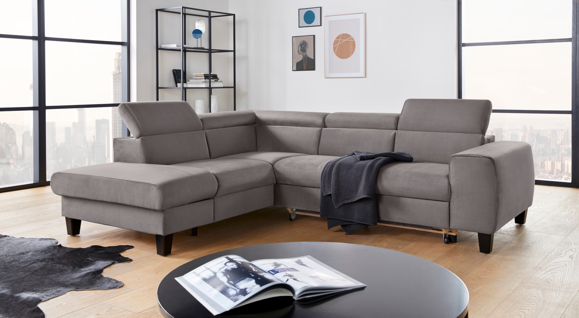 COTTA Ecksofa »Morven L-Form«, Kopfteilverstellung, wahlweise mit Bettfunktion und Bettkasten