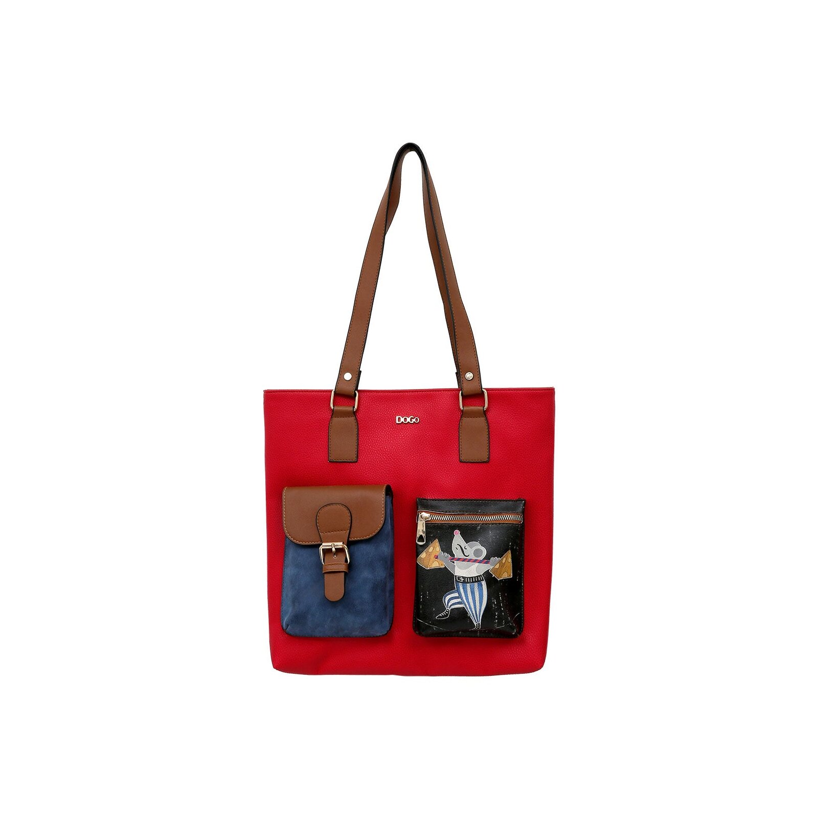 DOGO 1100000002199 "Multi Pocket Bag Shopper-Tasche Cat And Mouse Damen" Handgefertigt