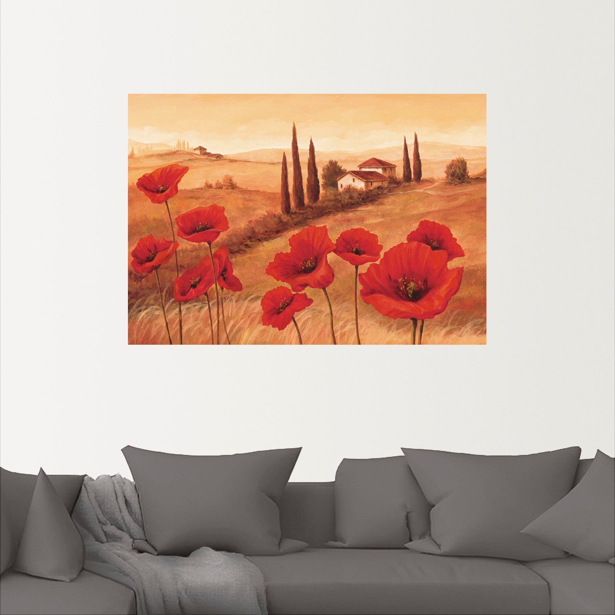 Artland Wandbild »Mohnblumen in der Toskana«, Europa, (1 St.), als Leinwandbild, Poster, Wandaufkleber in verschied. Größen