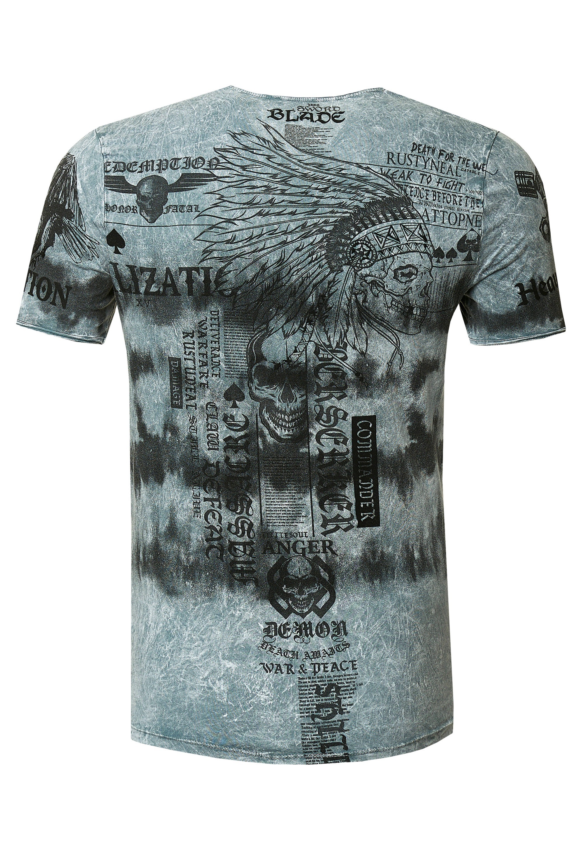 Rusty Neal T-Shirt in lässiger Batik-Optik