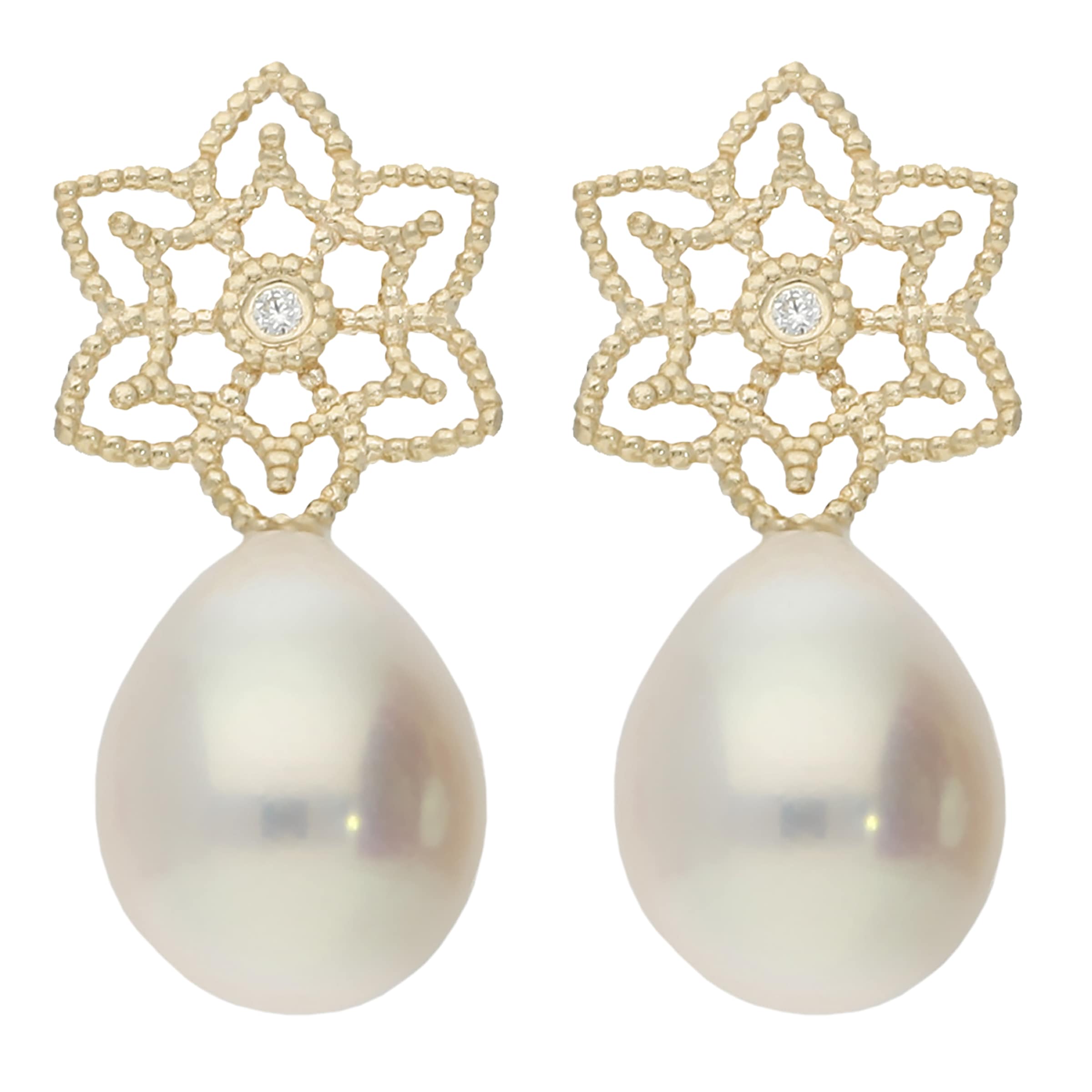 Firetti Paar Ohrstecker »Schmuck Geschenk Gold 375 Ohrschmuck Ohrringe Blume« mit Zirkonia (synth.) - mit Süßwasserzuchtperle