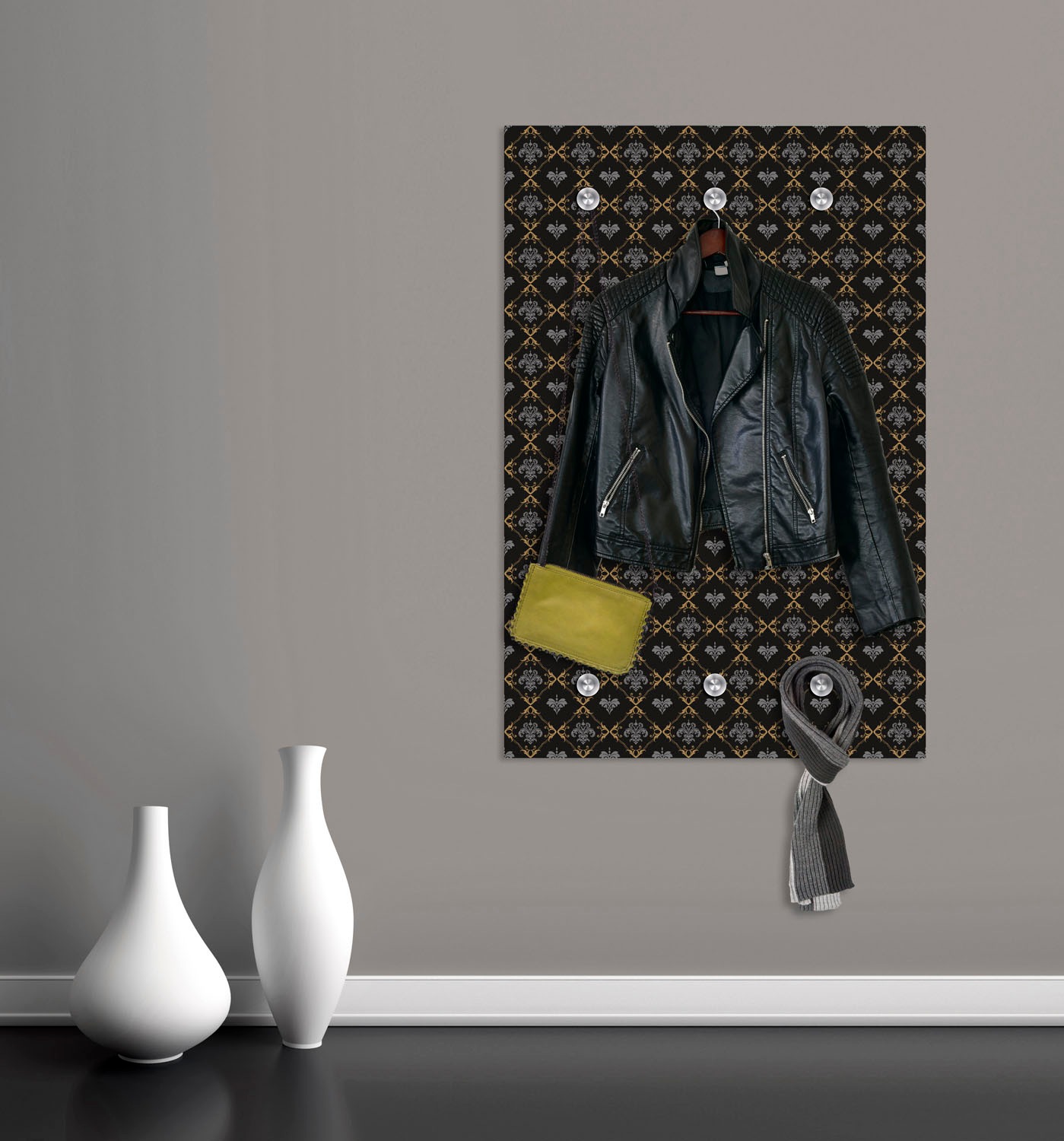 queence Garderobenleiste "Muster" mit 6 Haken, 80 x 120 cm günstig online kaufen