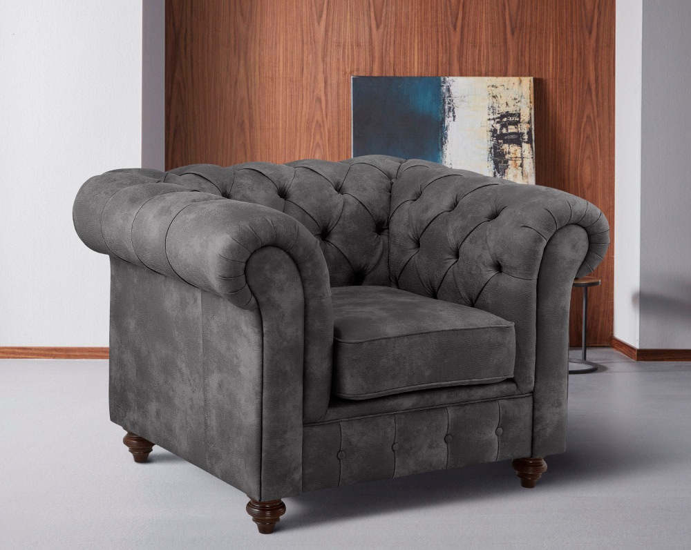 Home affaire Sessel »Chesterfield B/T/H: 105/69/74 cm«, mit hochwertiger Knopfheftung, auch in Leder