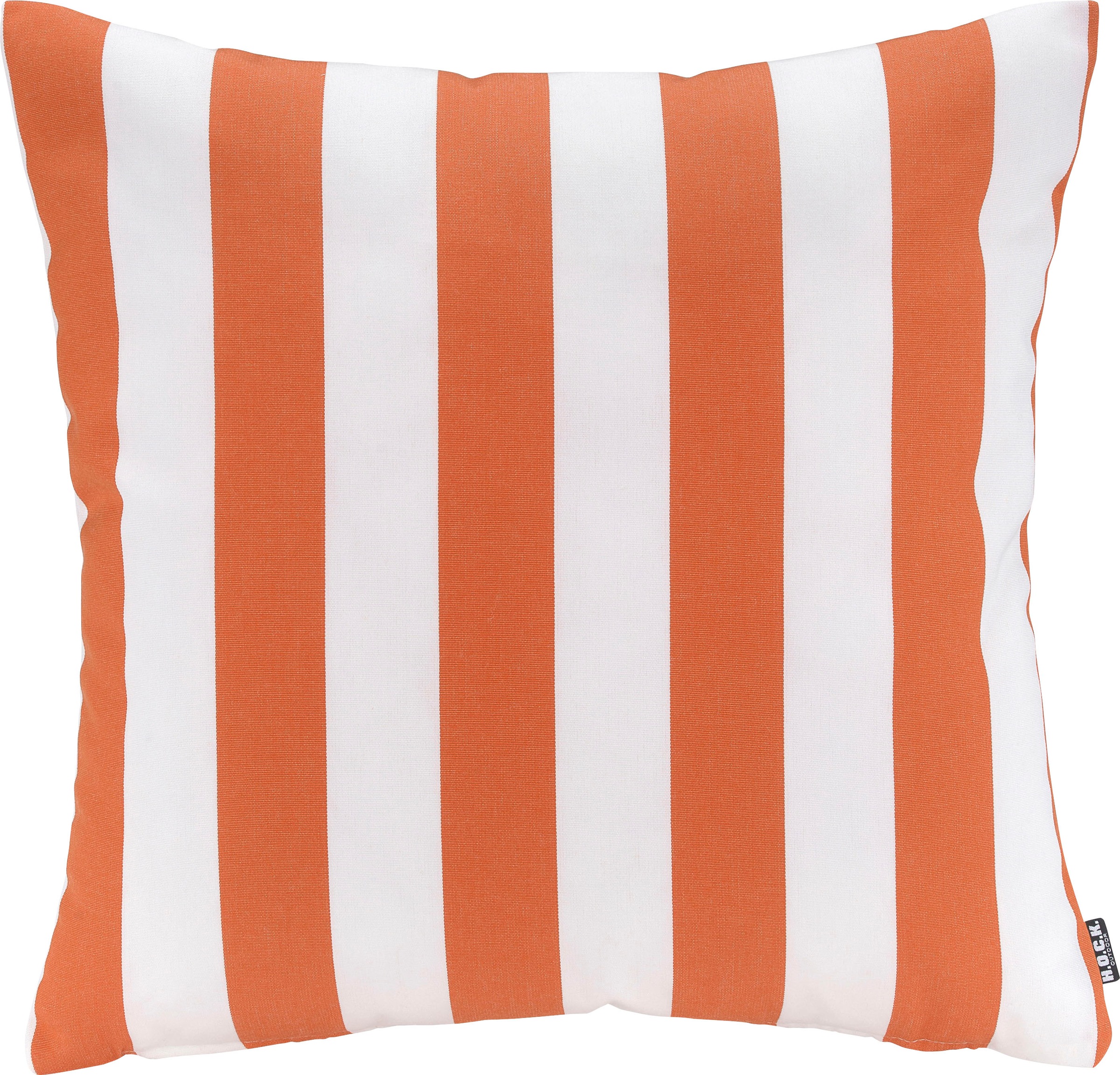 Dekokissen H.O.C.K. "Classic Streifen Outdoor", orange (orange, gestreift), B:50cm H:10cm L:50cm, Polyacryl (dralon), Dekokissen_Sitzkissen_Kissenhüllen, Kissenhülle mit Füllung, 1 Stück, wasserabweisend