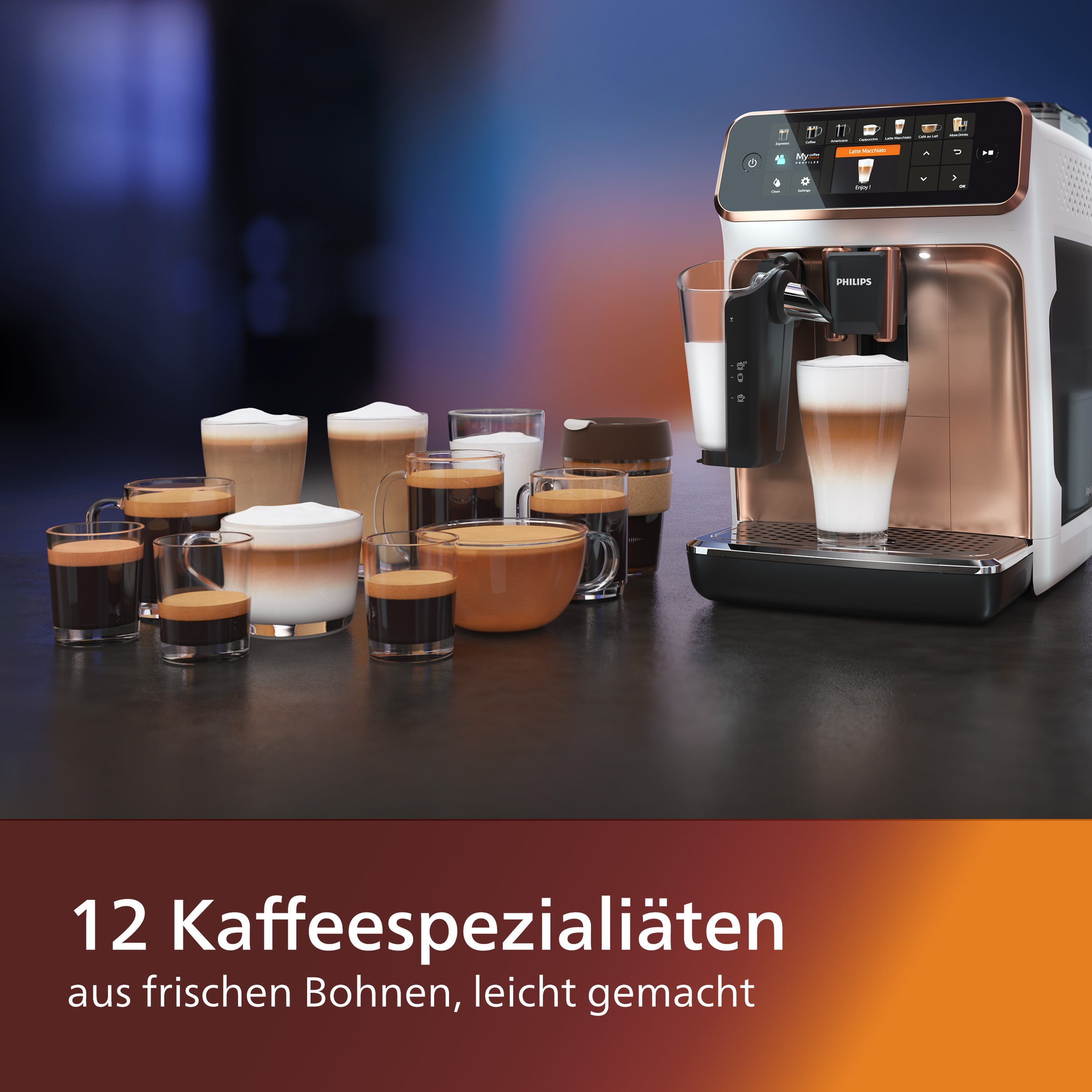 TFT-Display 12 Kaffeevollautomat »EP5443/70 LatteGo-Milchsystem Philips mit BAUR Kaffeespezialitäten, | 5400 Series«, und